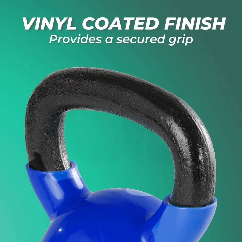 16kg Vinyl Coated Cast Iron Kettlebell Blue - Verpeak