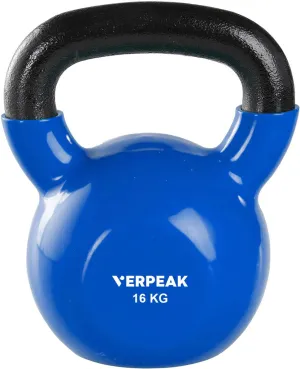 16kg Vinyl Coated Cast Iron Kettlebell Blue - Verpeak