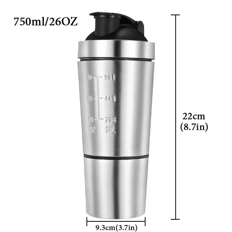 26OZ Water Bottles Detachable Whey Protein Powder Shaker