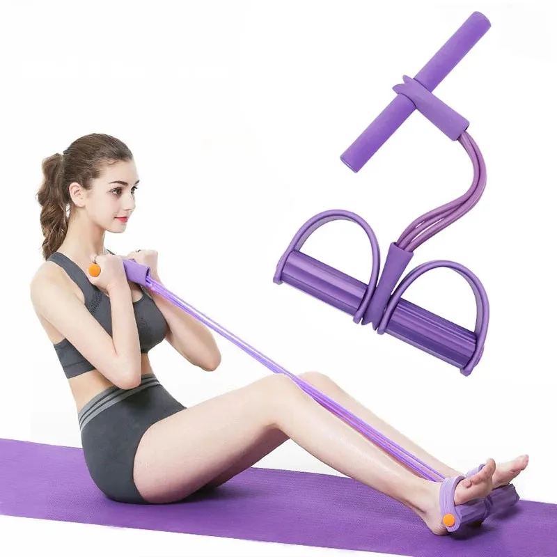 4 Tubes Elastic Sit-up Pull Rope Abdominal Exerciser Resistance Band