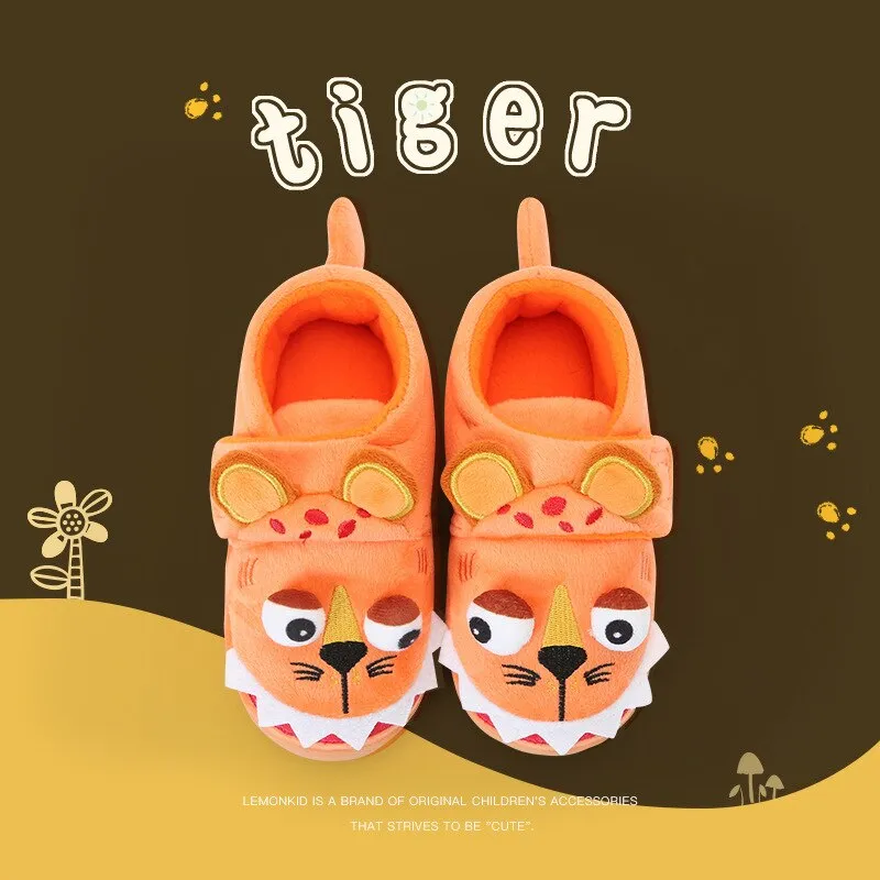 Animal Cartoon Design Fluffy Warm Slippers For Kids