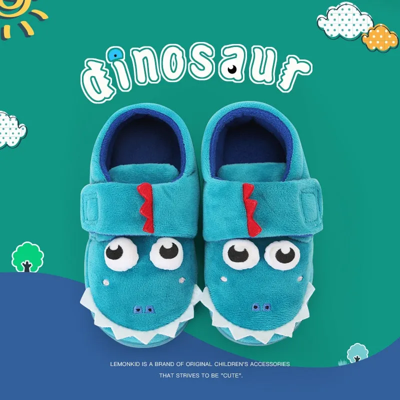 Animal Cartoon Design Fluffy Warm Slippers For Kids