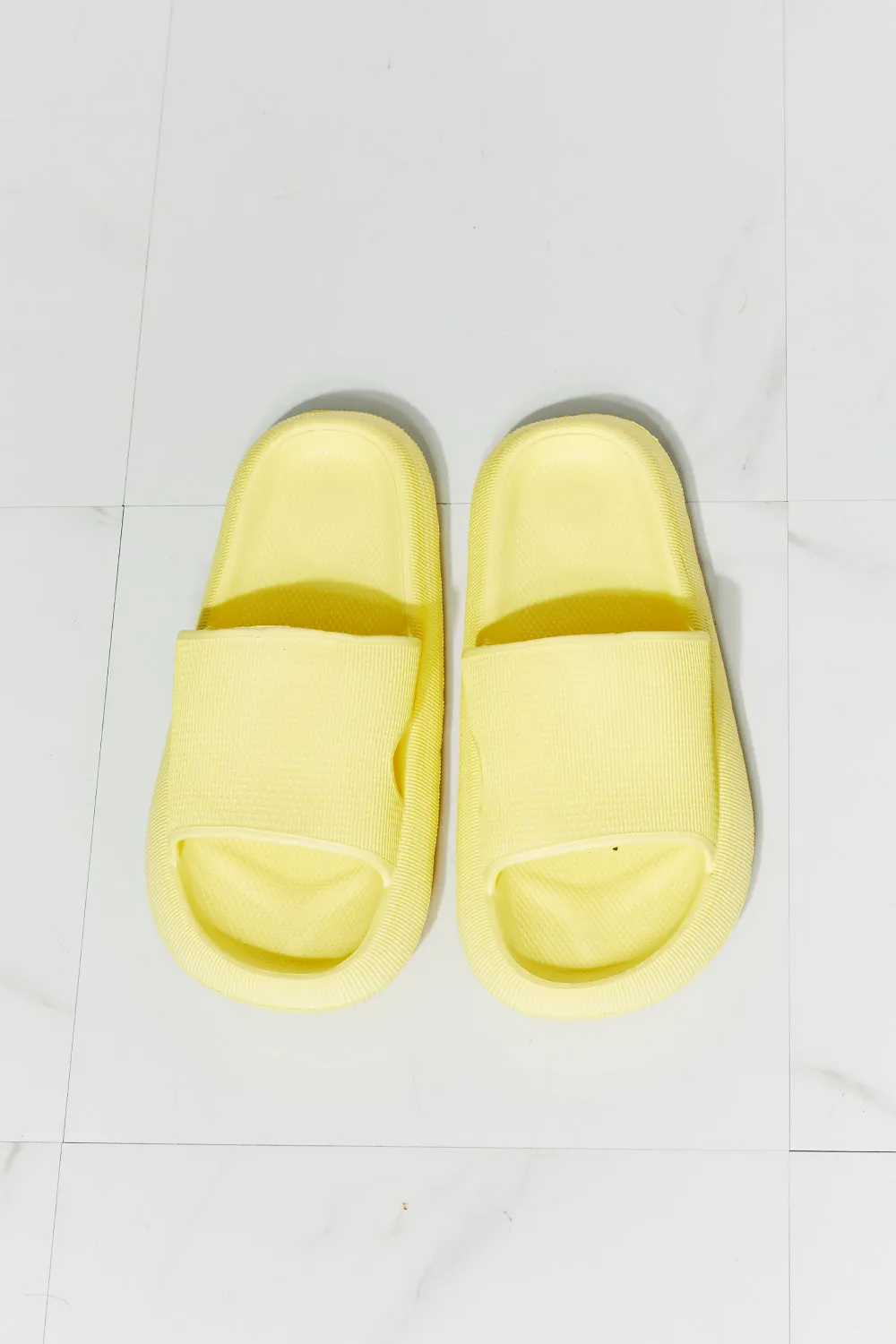 Arms Around Me Open Toe Slide in Yellow