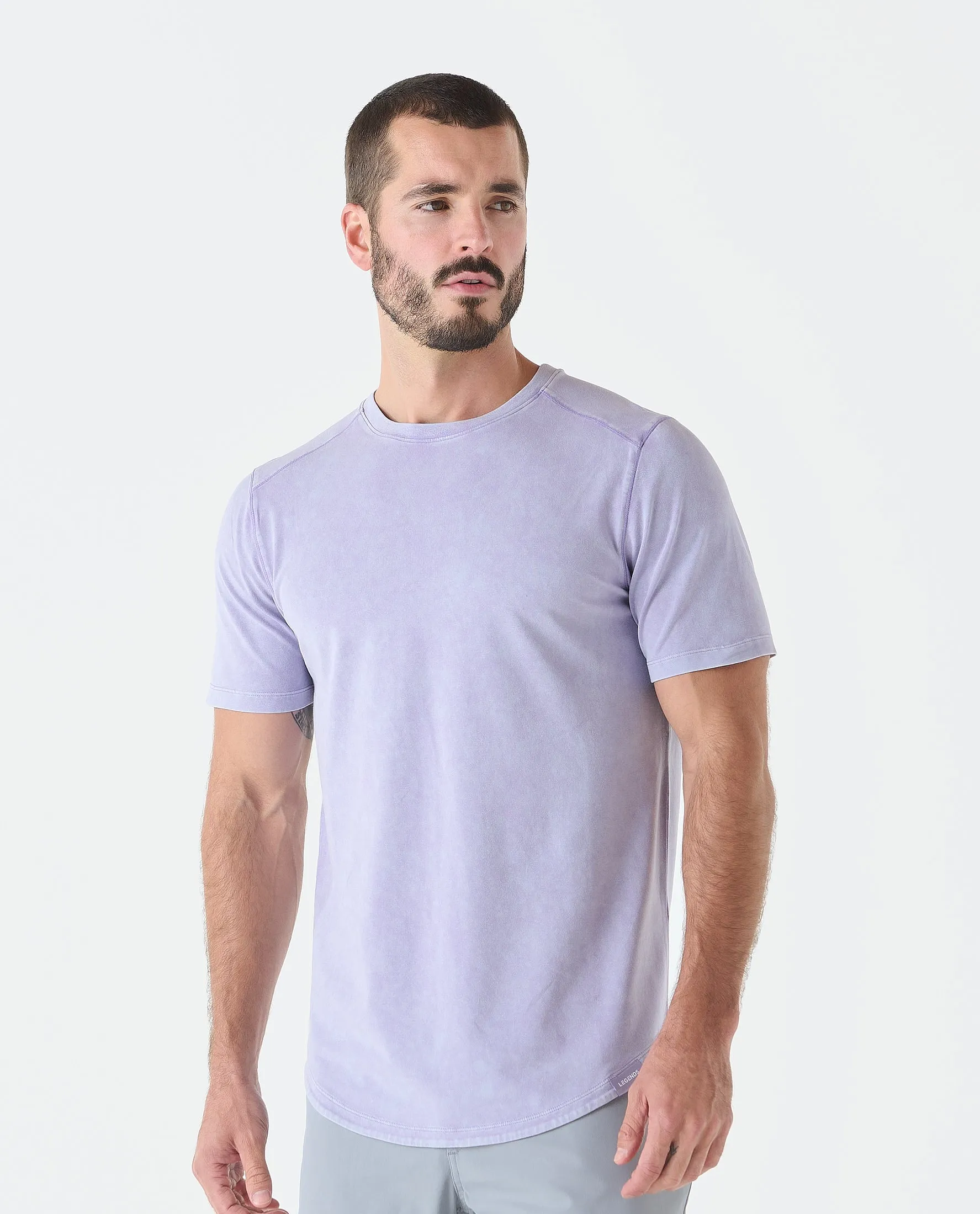 Aviation Tee Curved Hem Washed Violet Sky