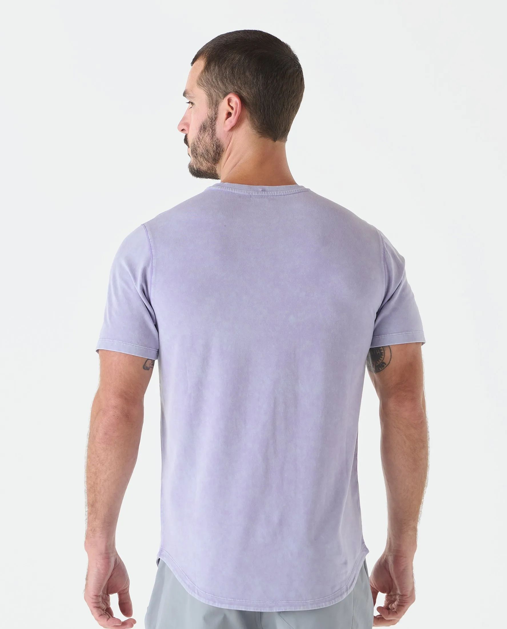 Aviation Tee Curved Hem Washed Violet Sky