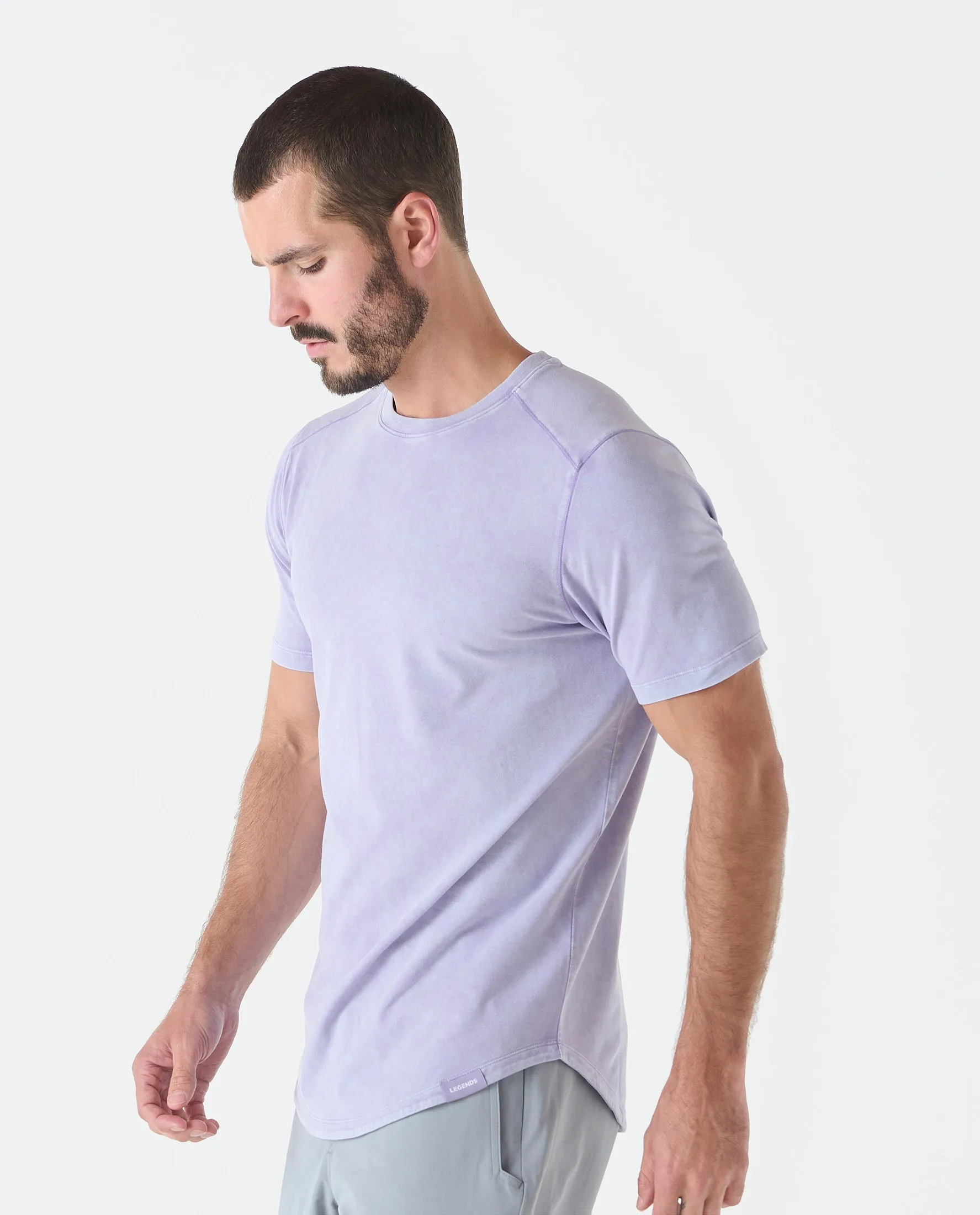 Aviation Tee Curved Hem Washed Violet Sky