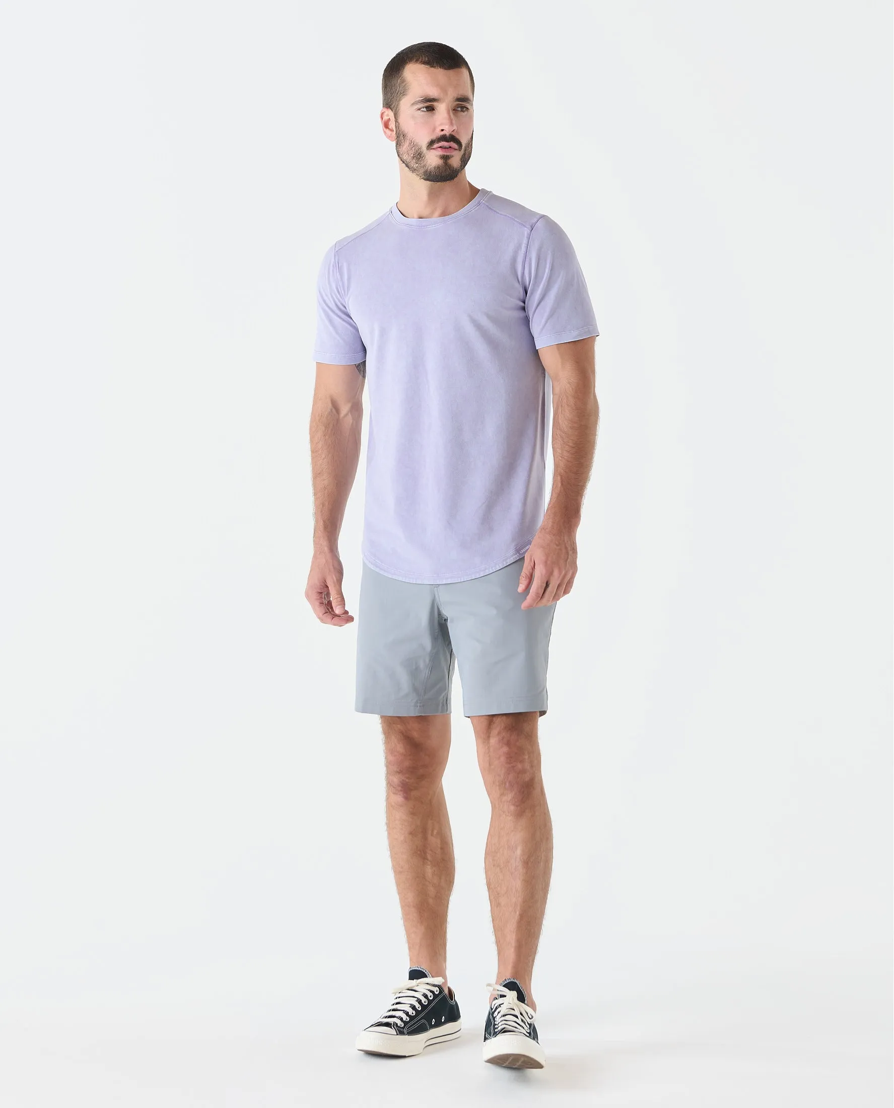 Aviation Tee Curved Hem Washed Violet Sky