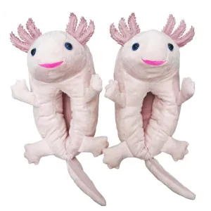 Axolotl Hugs Plush Pink Slippers for Children