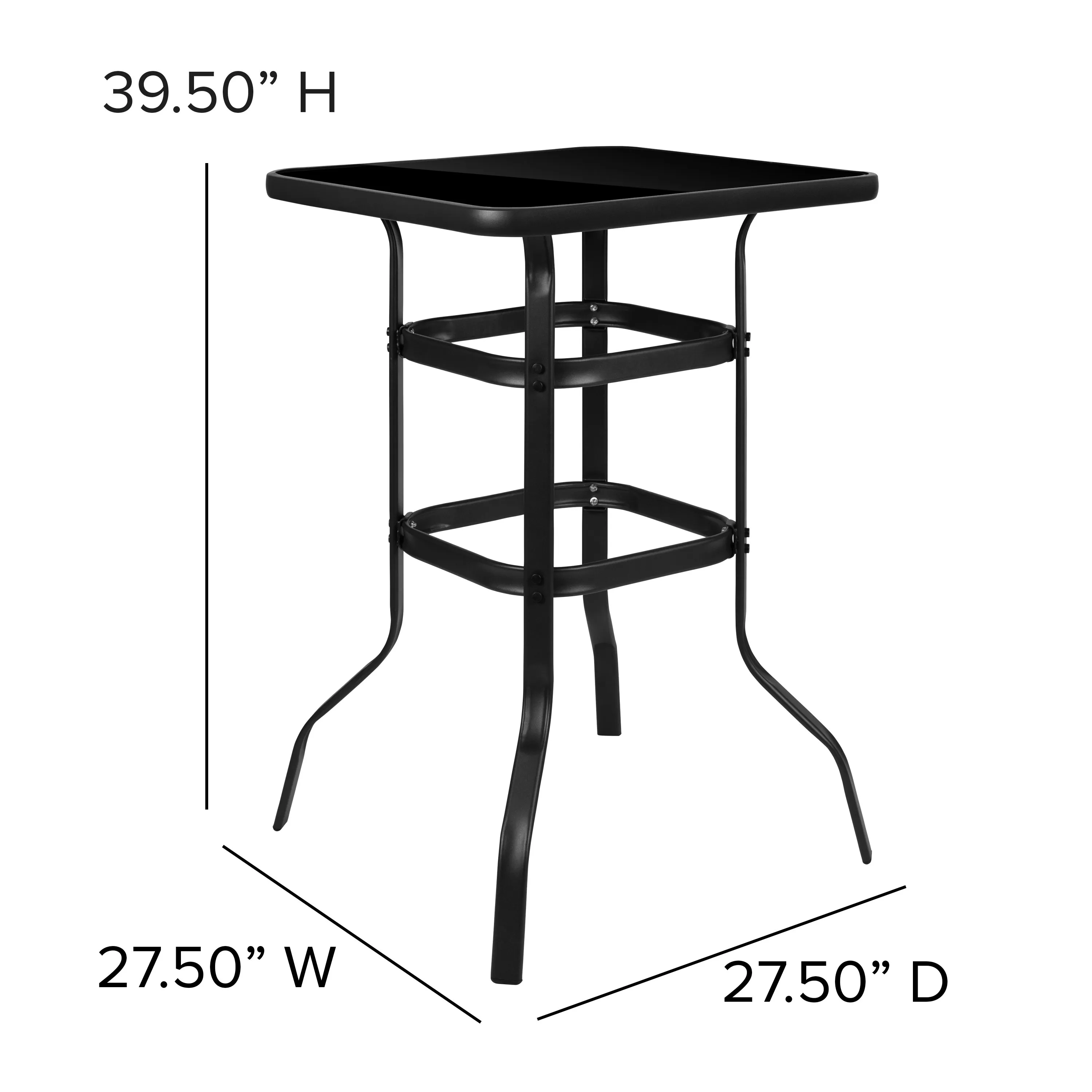 Brazos Outdoor Dining Set - 4-Person Bistro Set - Outdoor Glass Bar Table with All-Weather Patio Stools