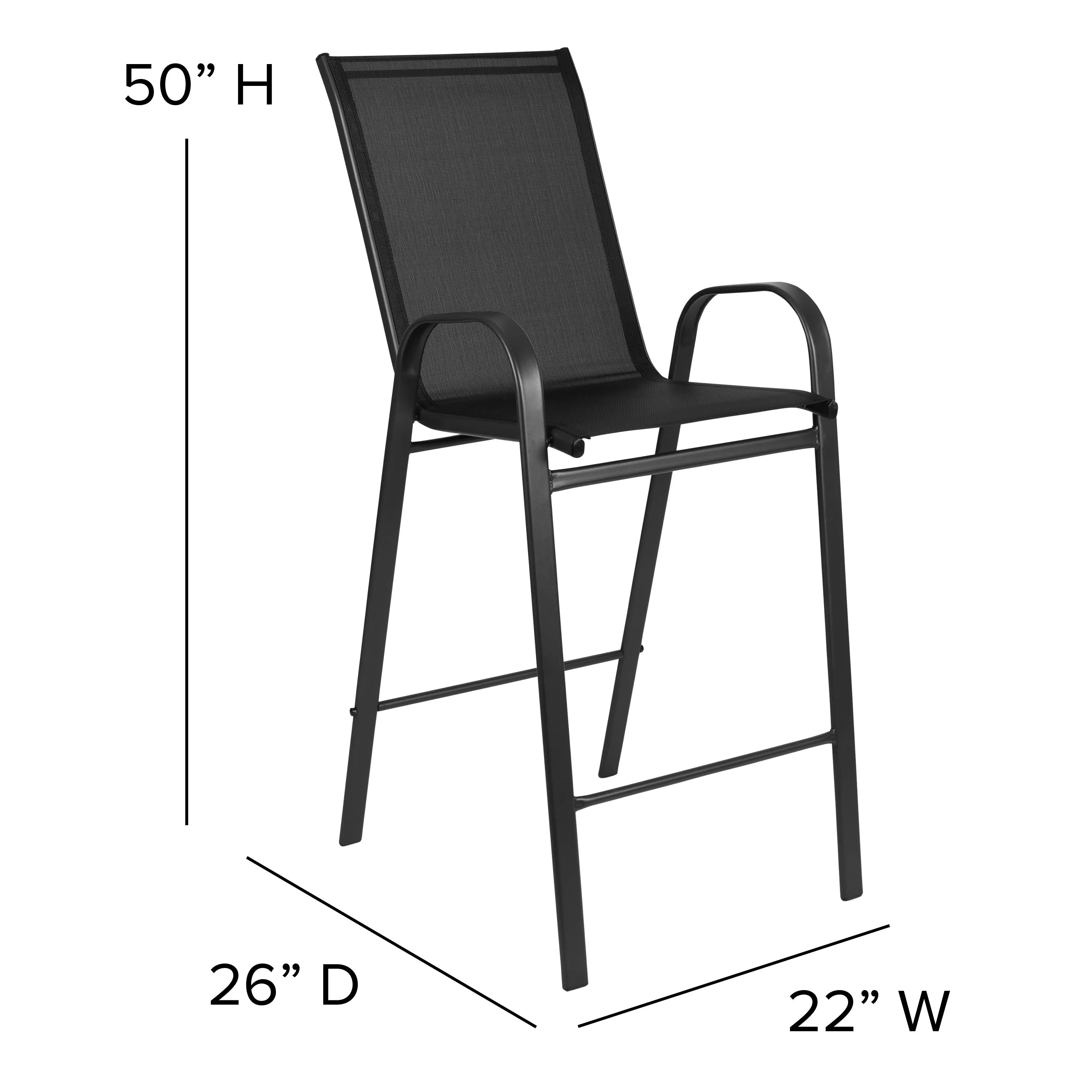 Brazos Outdoor Dining Set - 4-Person Bistro Set - Outdoor Glass Bar Table with All-Weather Patio Stools