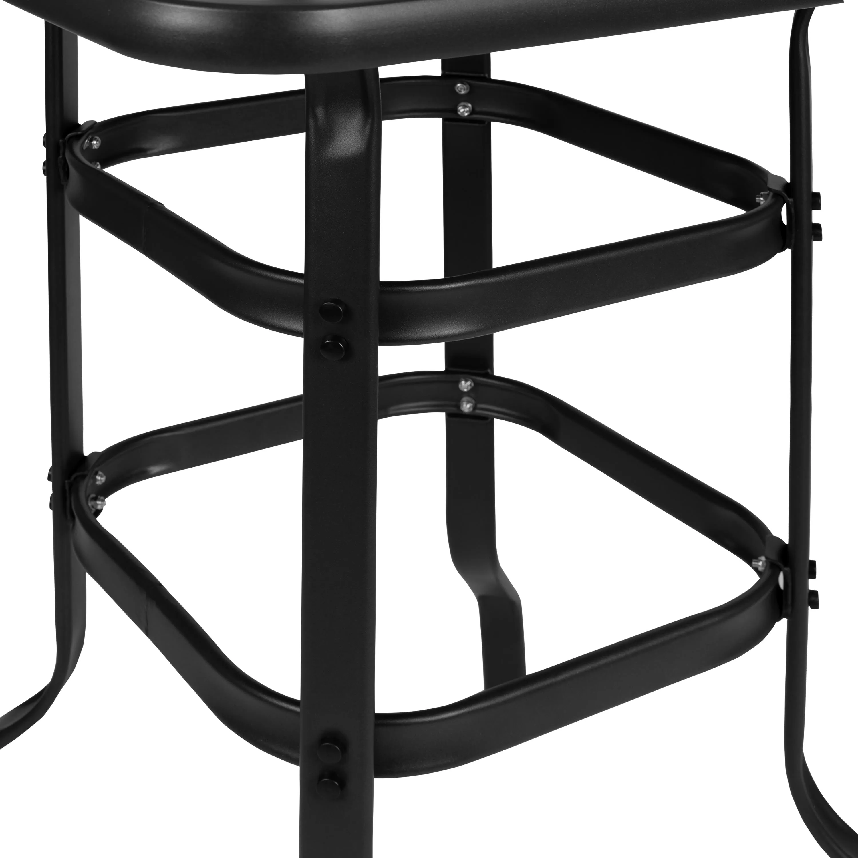 Brazos Outdoor Dining Set - 4-Person Bistro Set - Outdoor Glass Bar Table with All-Weather Patio Stools