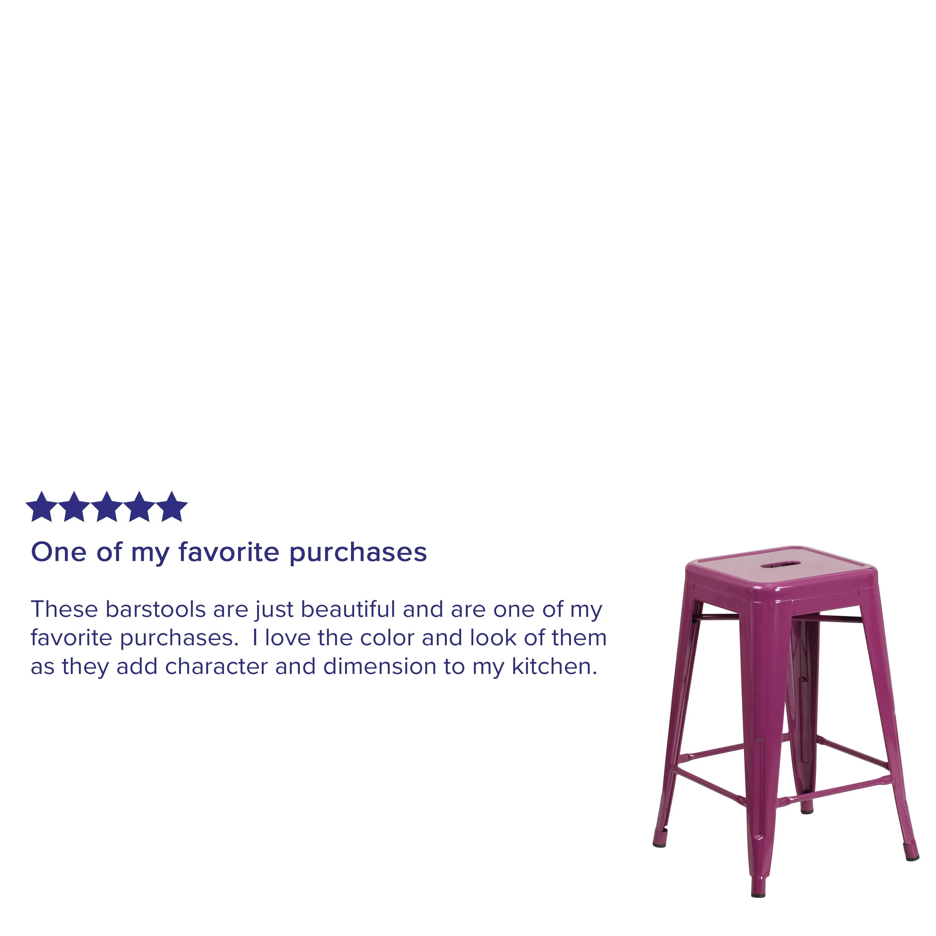 Commercial Grade 24" High Backless Metal Indoor-Outdoor Counter Height Stool with Square Seat