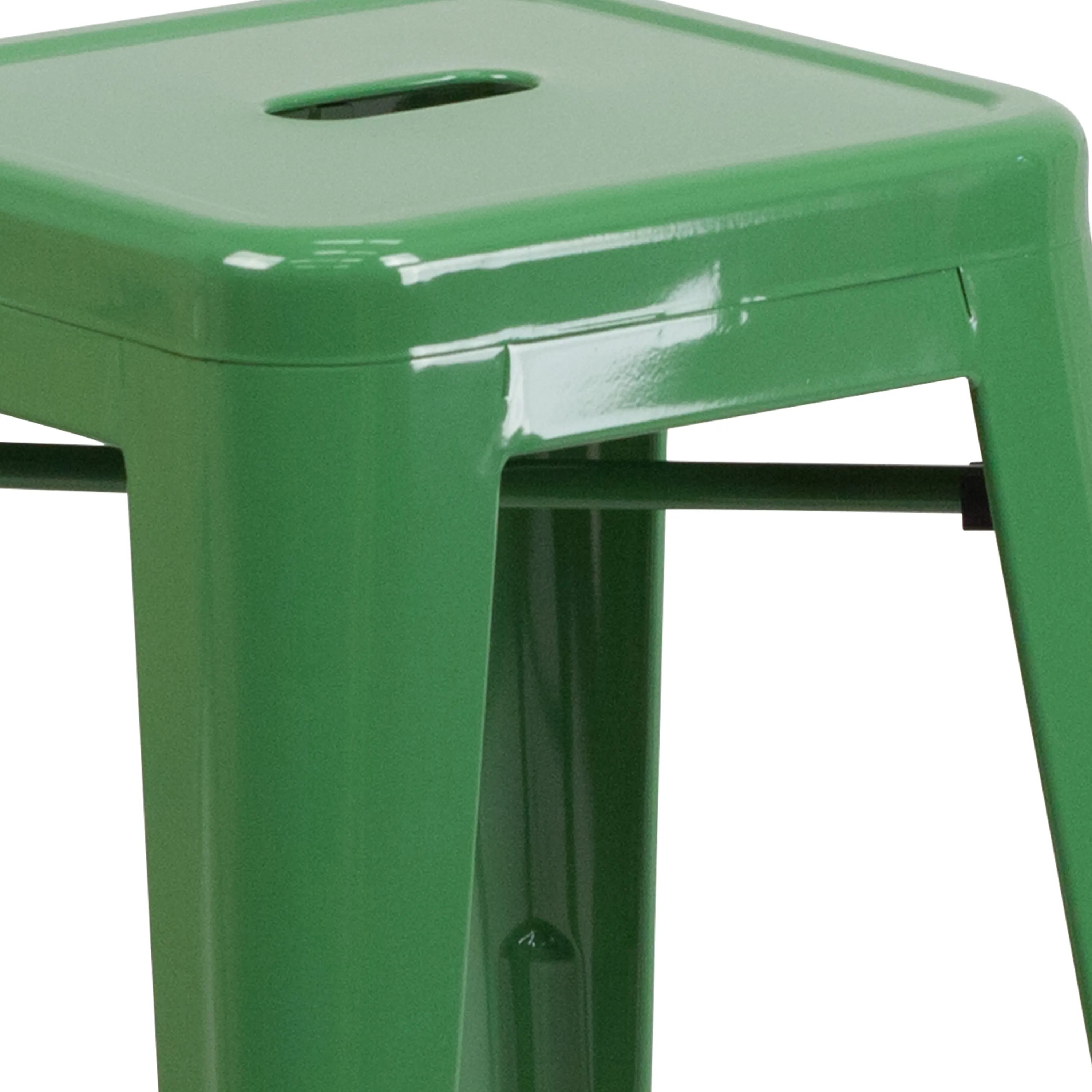 Commercial Grade 24" High Backless Metal Indoor-Outdoor Counter Height Stool with Square Seat