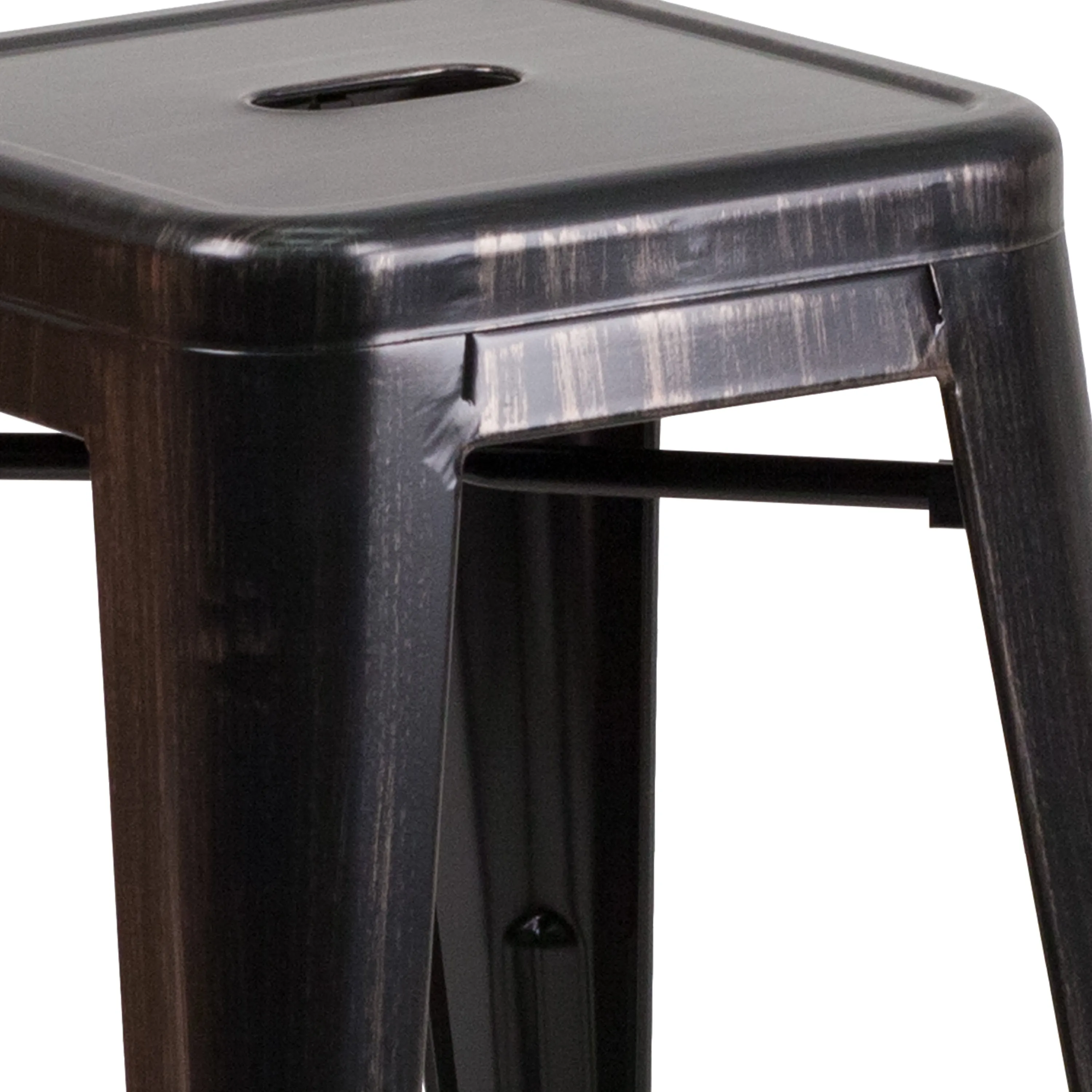 Commercial Grade 24" High Backless Metal Indoor-Outdoor Counter Height Stool with Square Seat