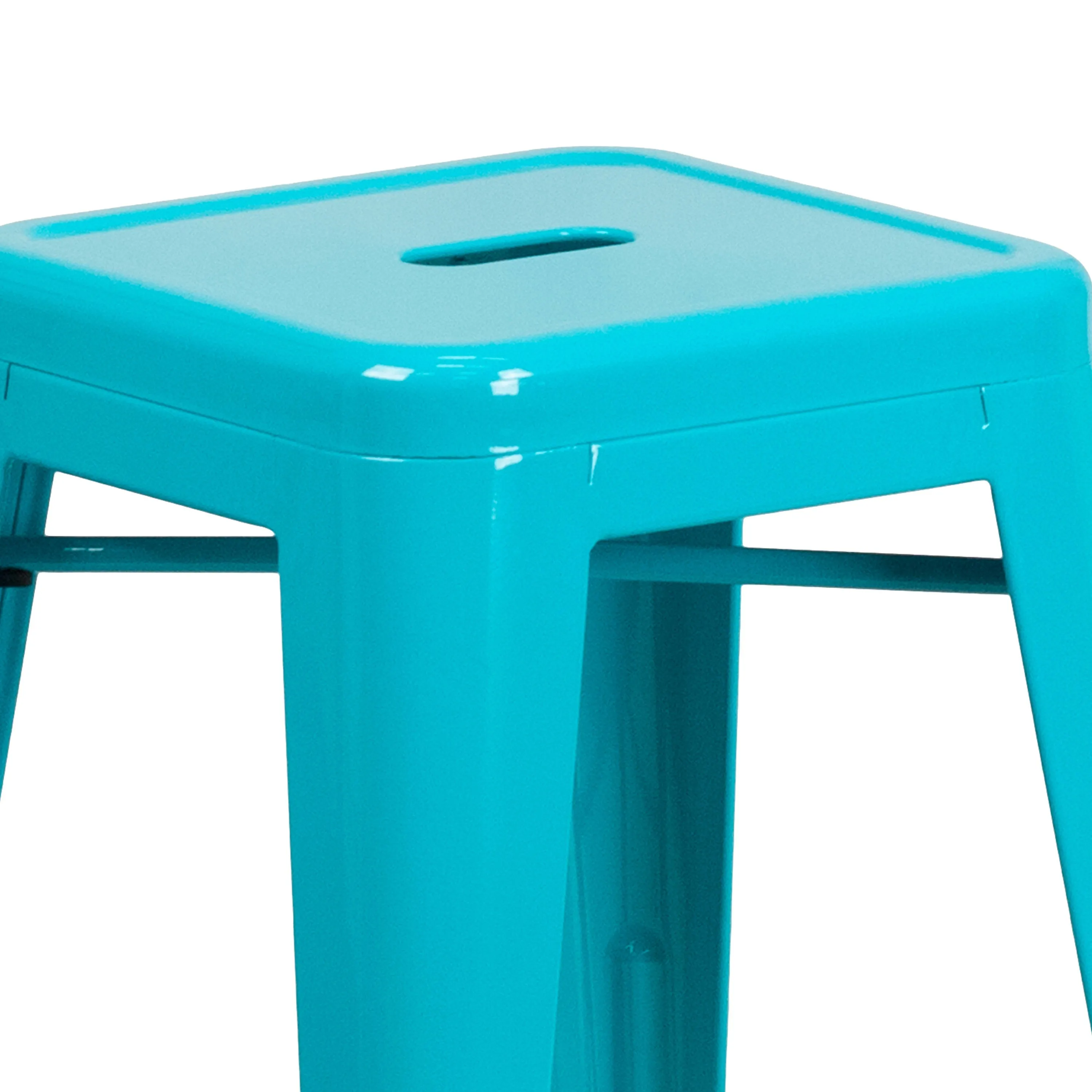 Commercial Grade 24" High Backless Metal Indoor-Outdoor Counter Height Stool with Square Seat