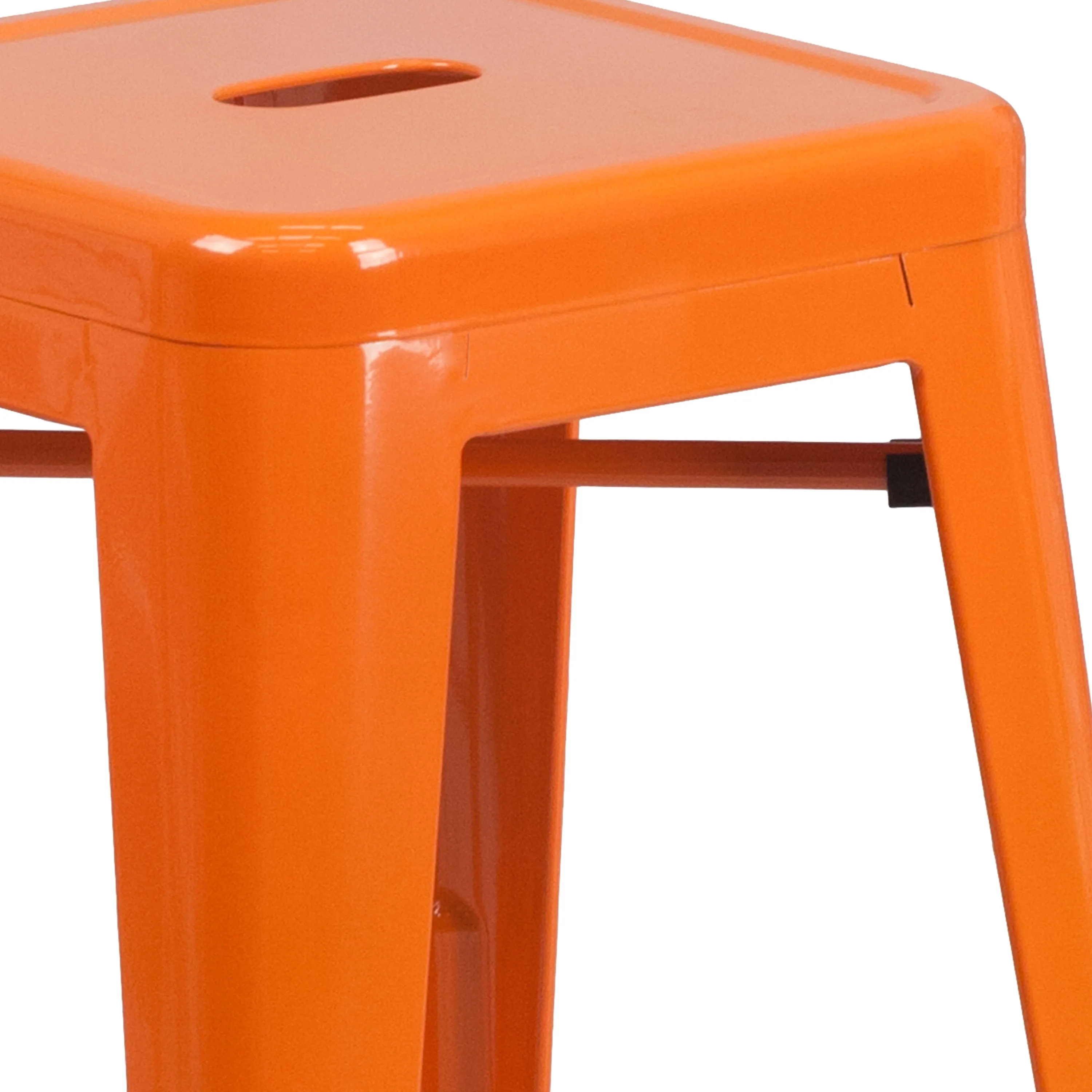 Commercial Grade 24" High Backless Metal Indoor-Outdoor Counter Height Stool with Square Seat