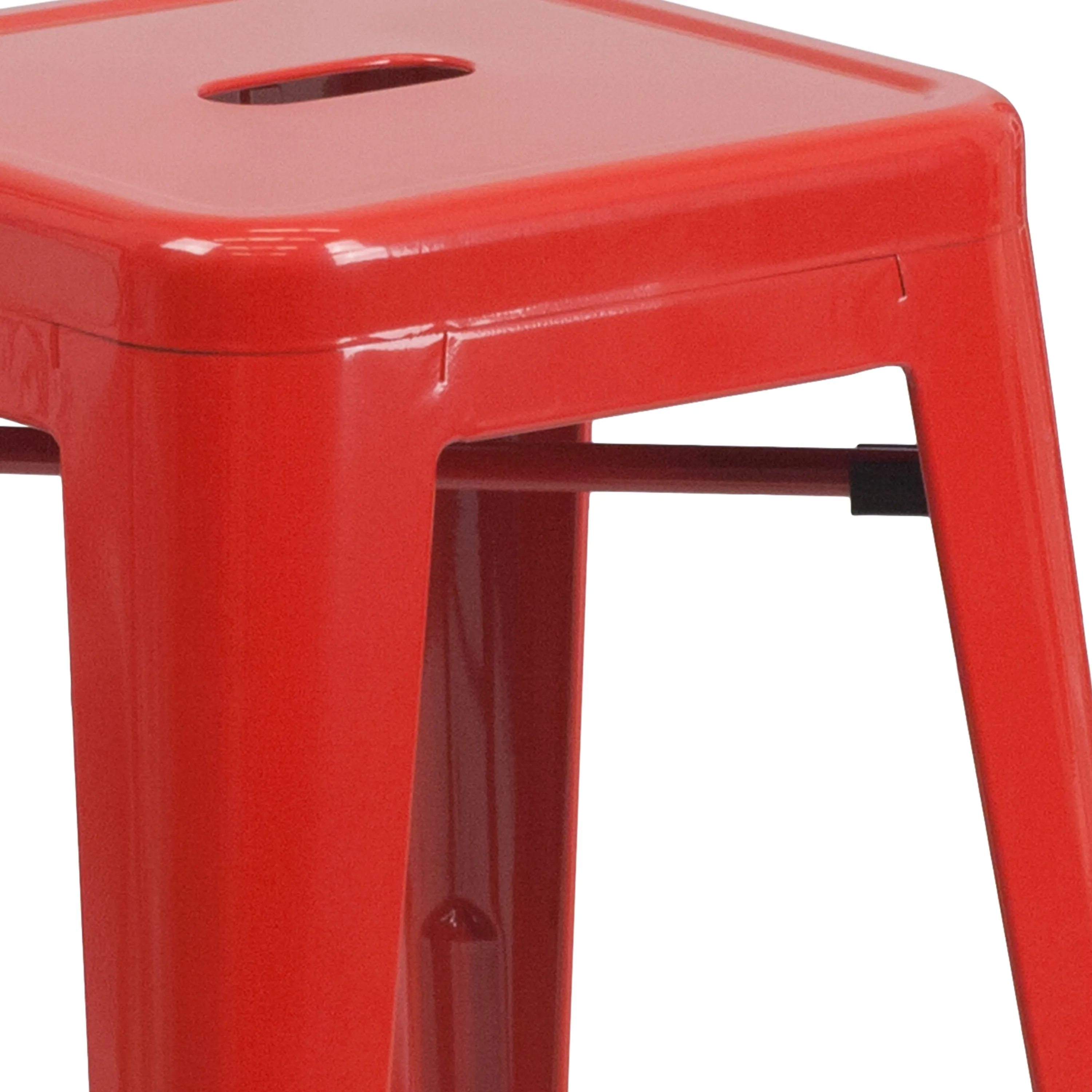 Commercial Grade 24" High Backless Metal Indoor-Outdoor Counter Height Stool with Square Seat