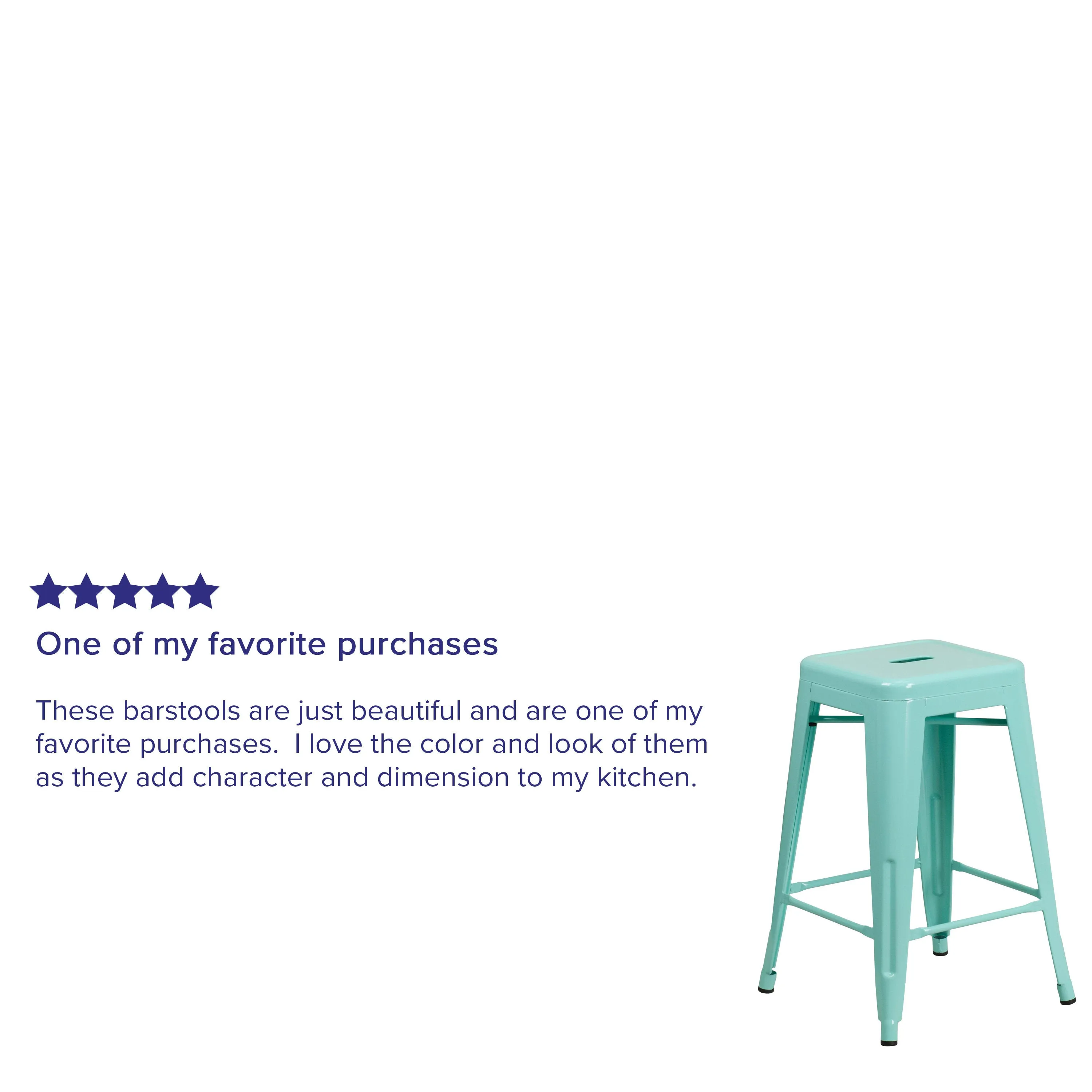 Commercial Grade 24" High Backless Metal Indoor-Outdoor Counter Height Stool with Square Seat