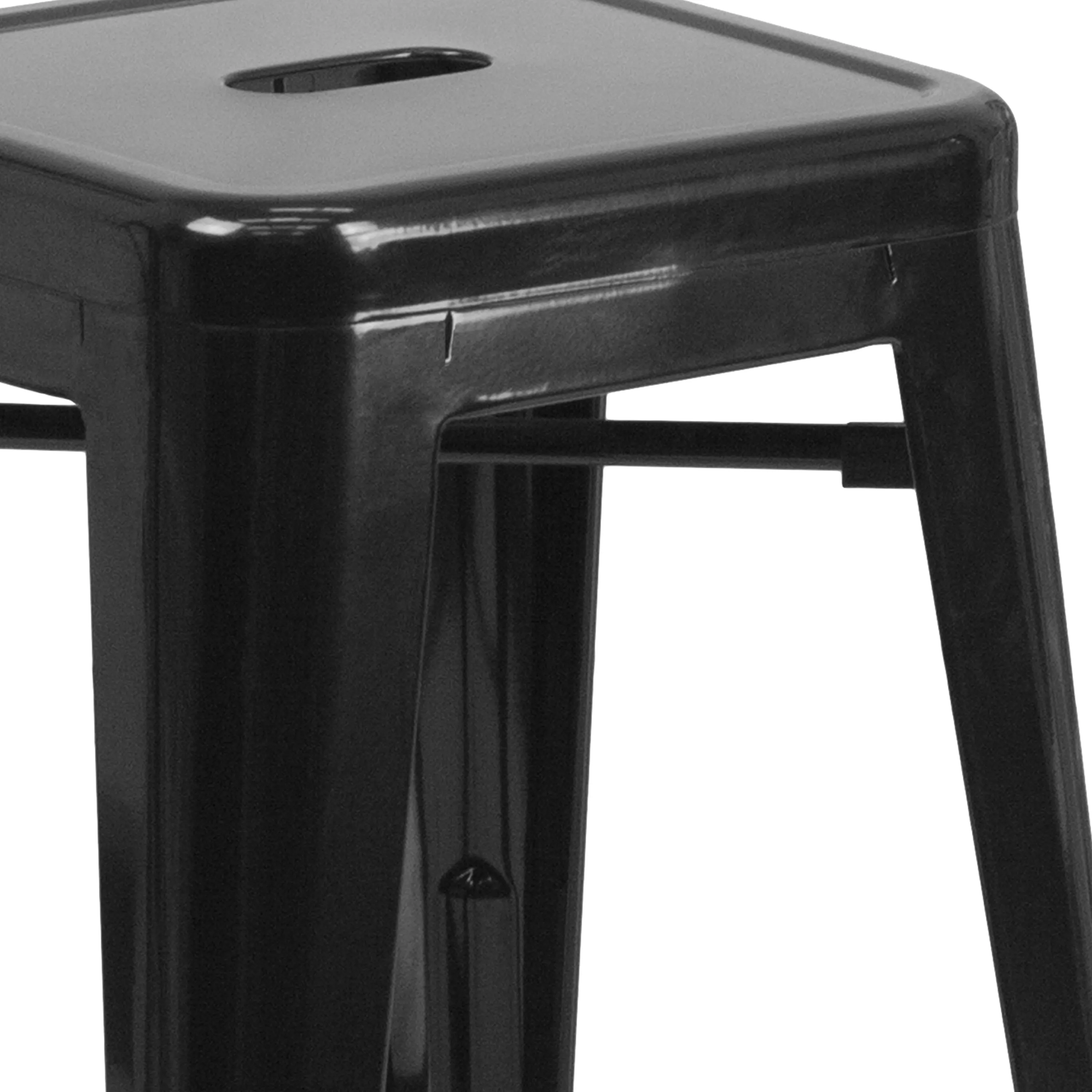 Commercial Grade 24" High Backless Metal Indoor-Outdoor Counter Height Stool with Square Seat