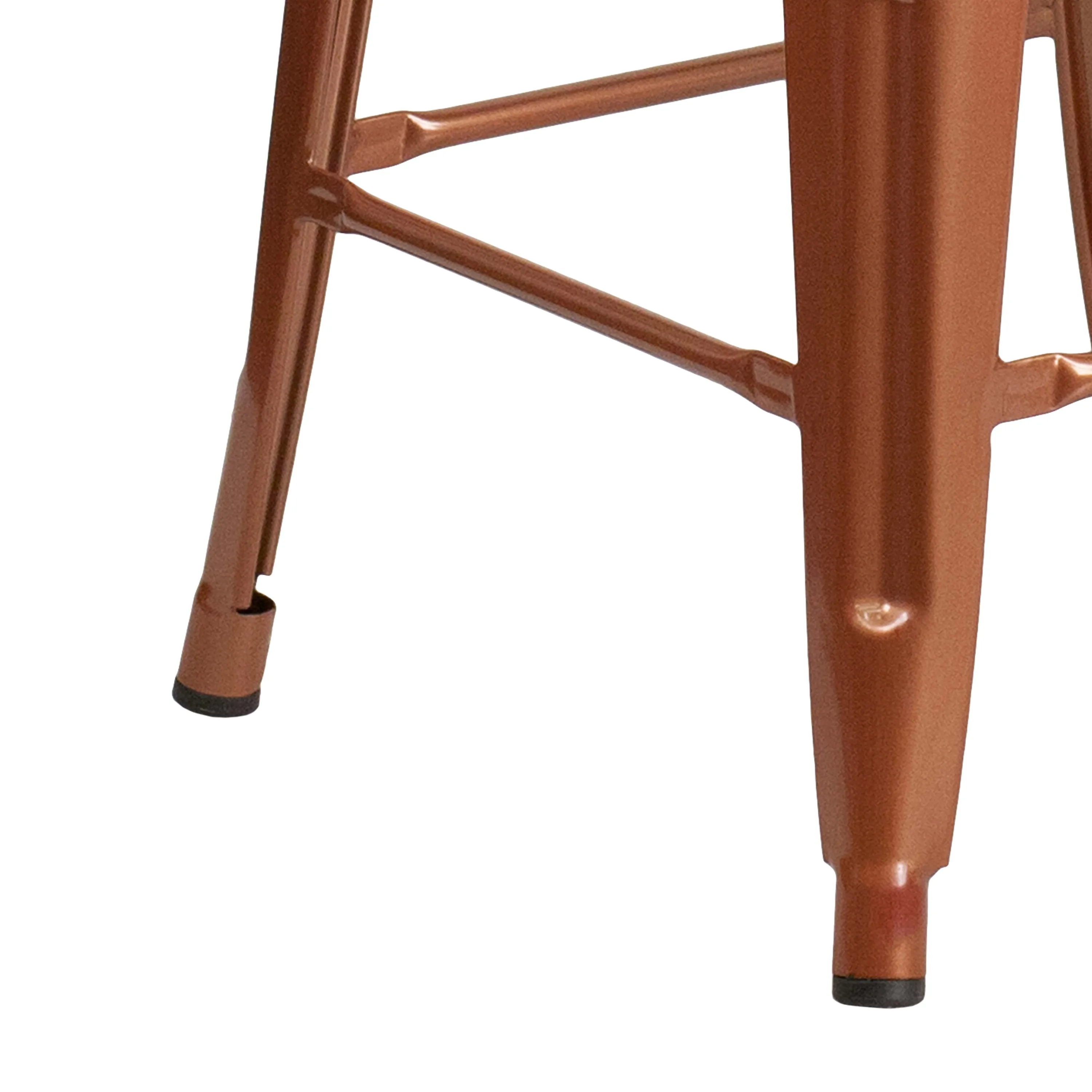 Commercial Grade 24" High Backless Metal Indoor-Outdoor Counter Height Stool with Square Seat