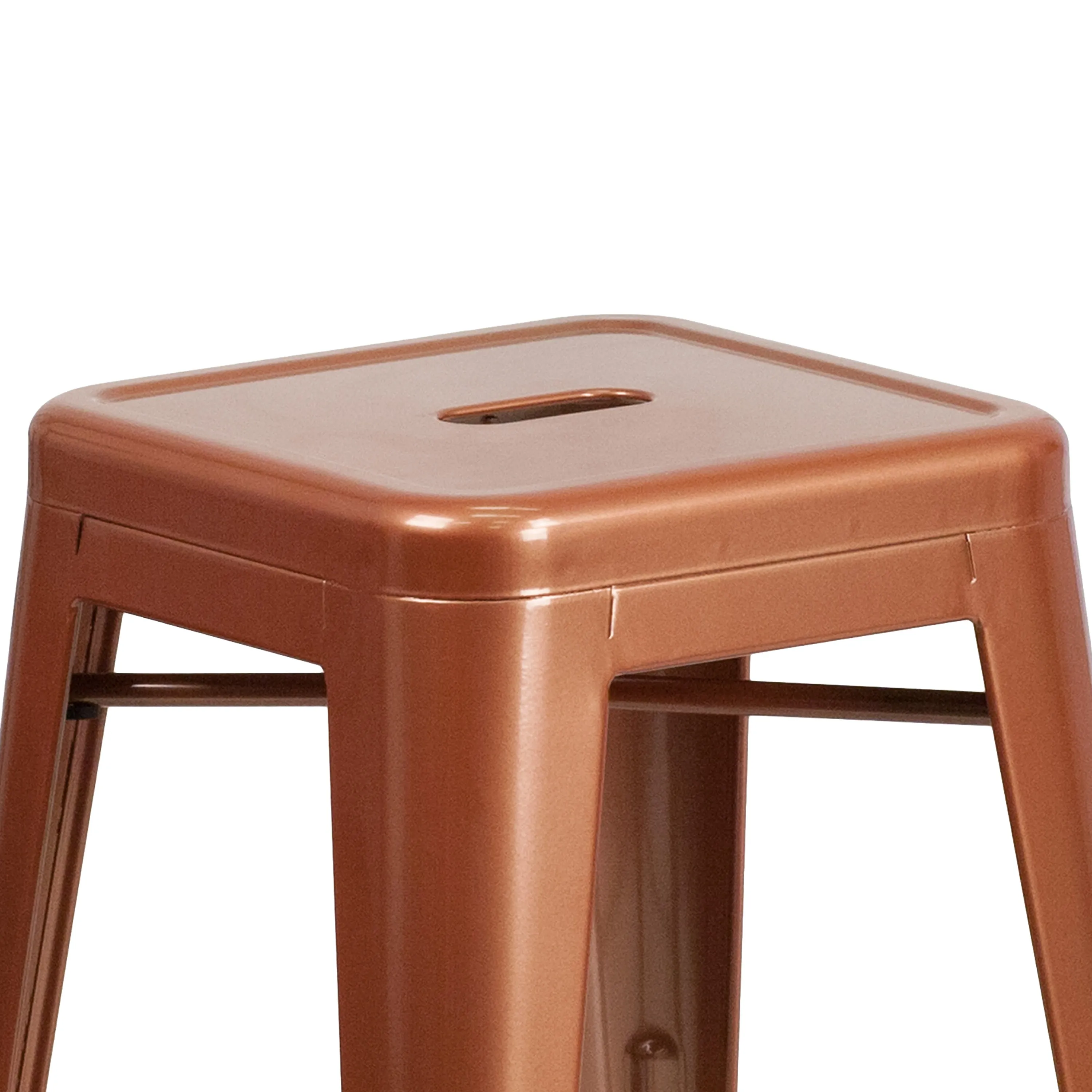 Commercial Grade 24" High Backless Metal Indoor-Outdoor Counter Height Stool with Square Seat