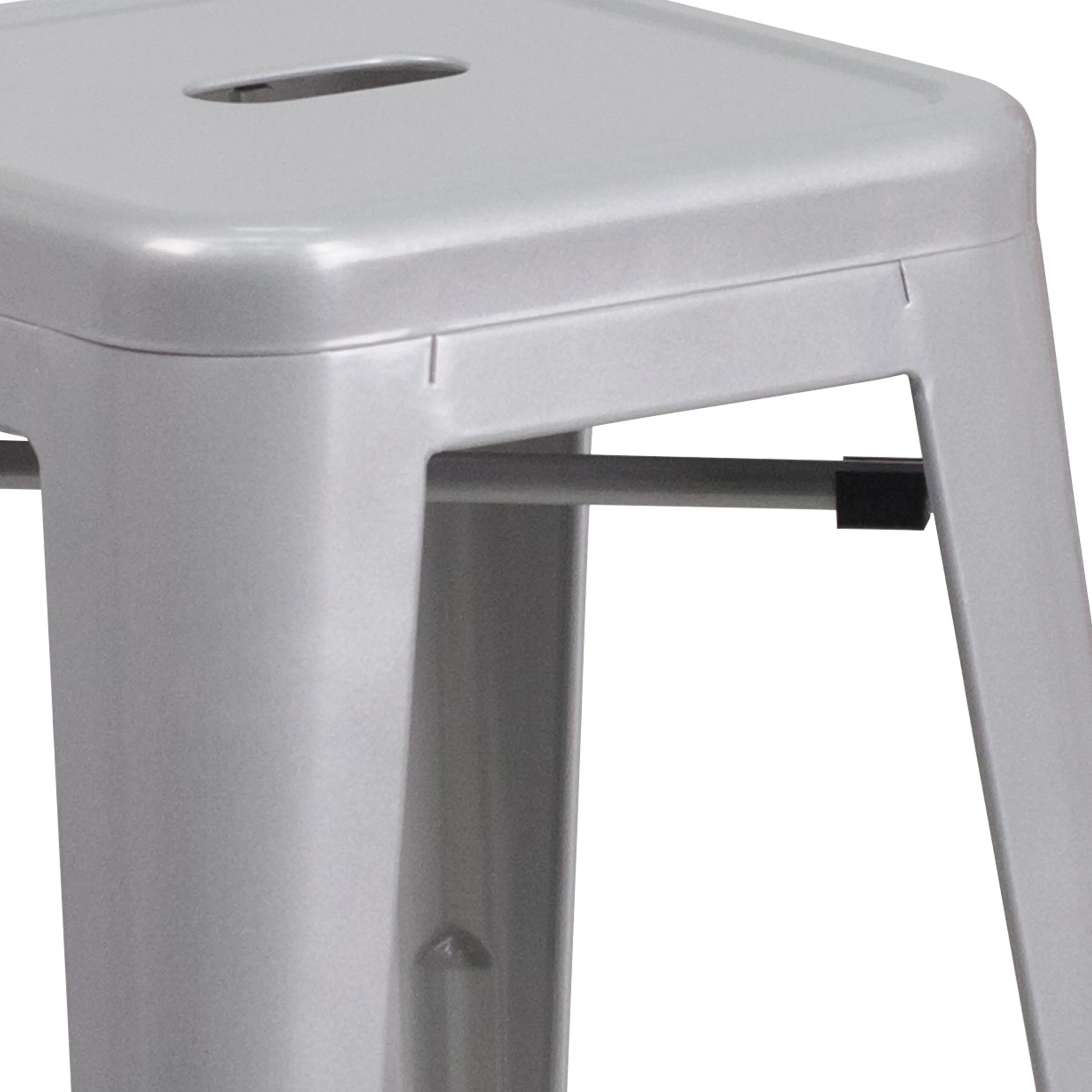 Commercial Grade 24" High Backless Metal Indoor-Outdoor Counter Height Stool with Square Seat