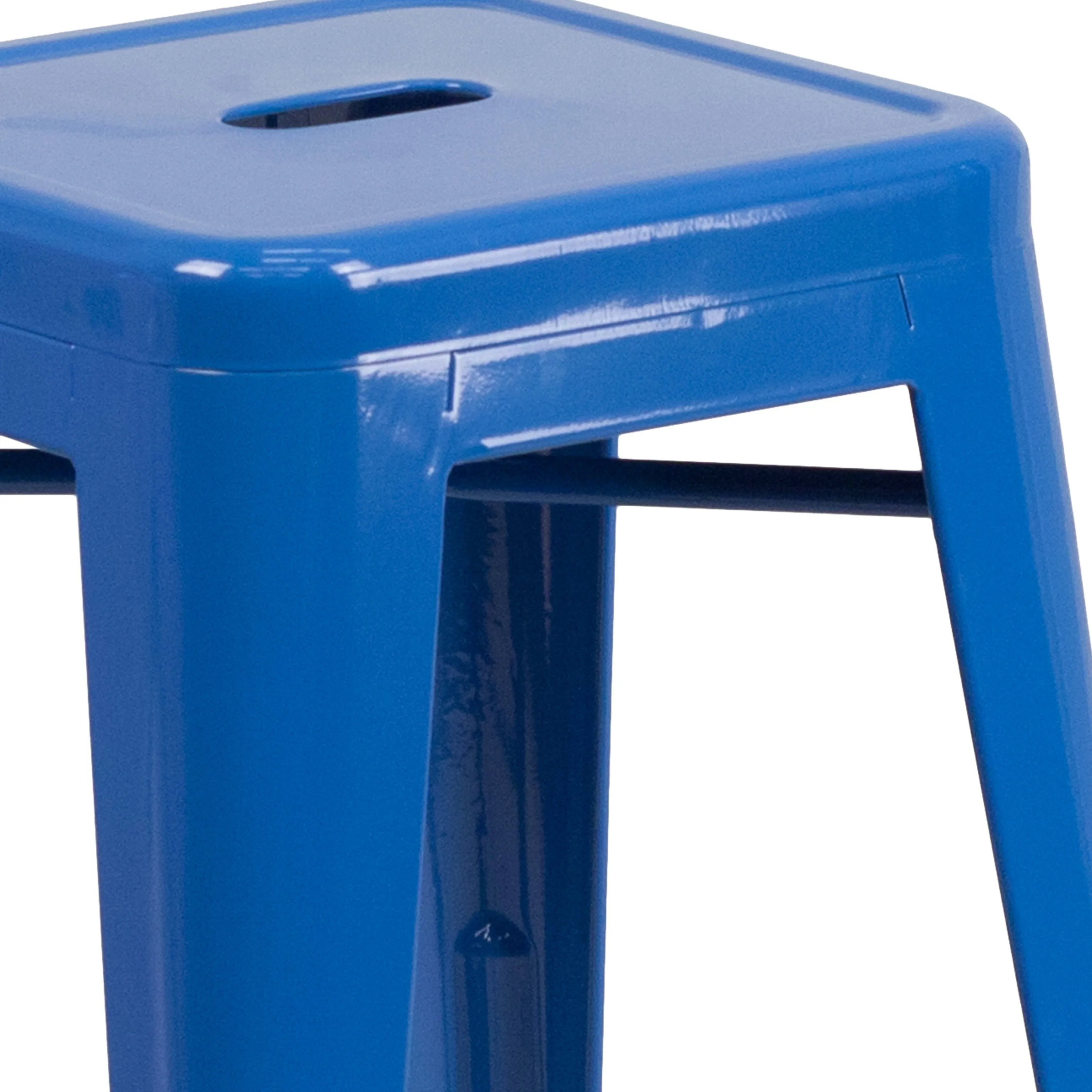 Commercial Grade 24" High Backless Metal Indoor-Outdoor Counter Height Stool with Square Seat