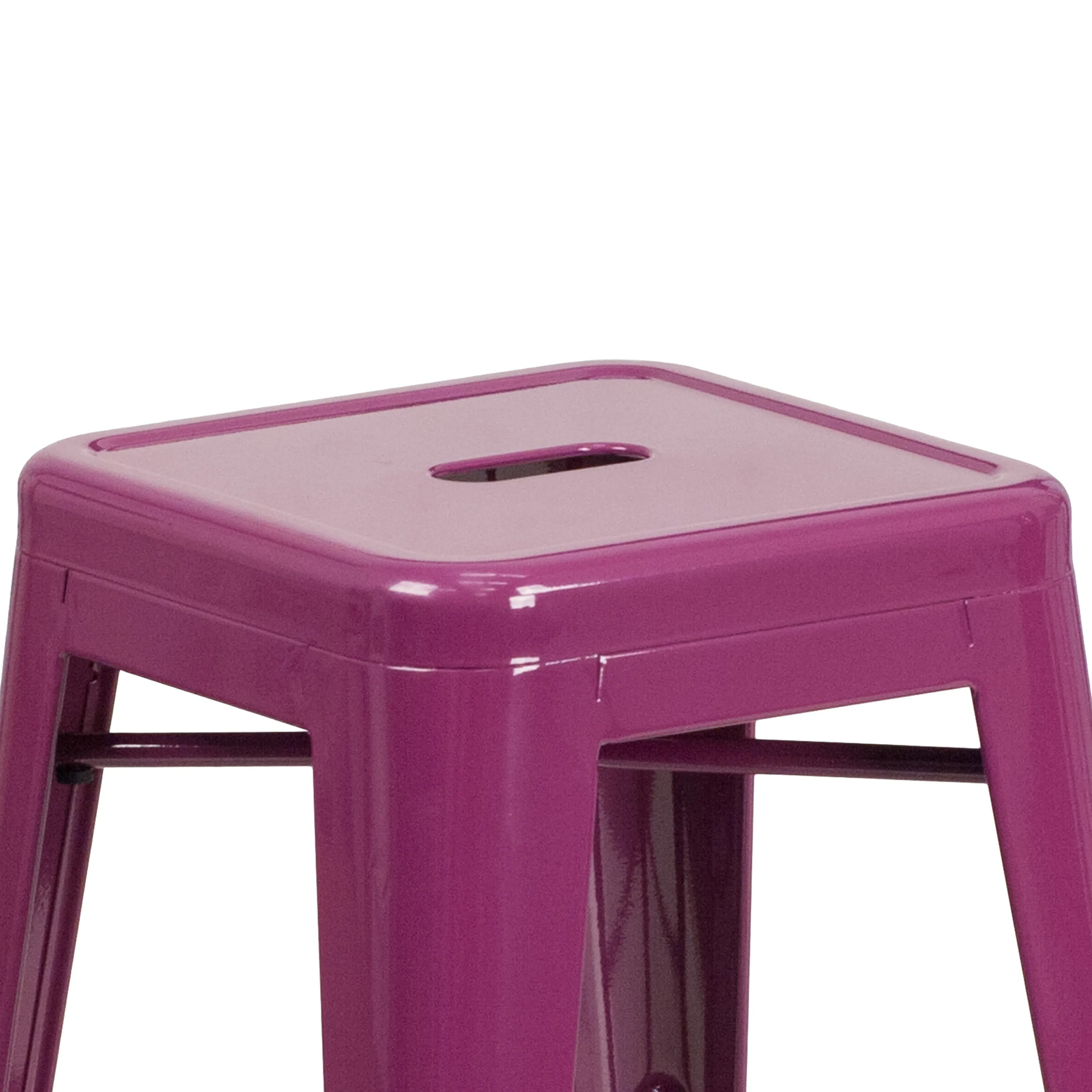 Commercial Grade 24" High Backless Metal Indoor-Outdoor Counter Height Stool with Square Seat