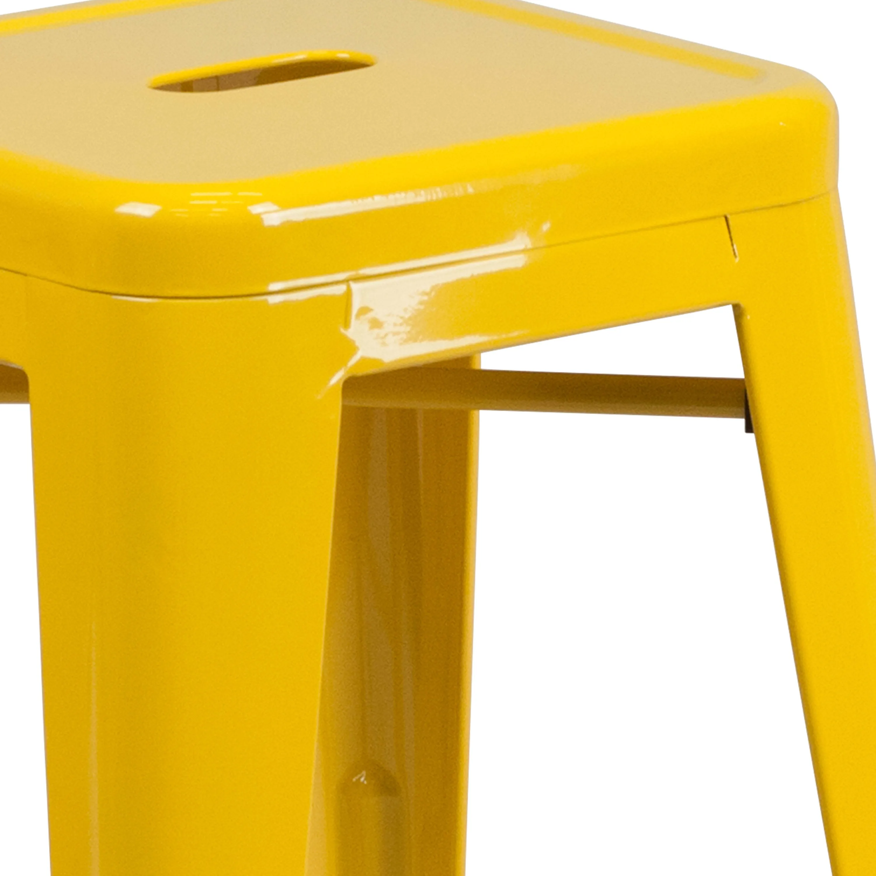 Commercial Grade 24" High Backless Metal Indoor-Outdoor Counter Height Stool with Square Seat