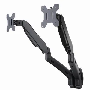 Dual Monitor Wall Mount Bracket, Height Adjustable Full Motion Gas Spring Arms, Fits 13" to 27" Screens with 75 & 100mm VESA Patterns, 15.4 lbs Capacity Per Arm, Black (WM9G-DUAL)