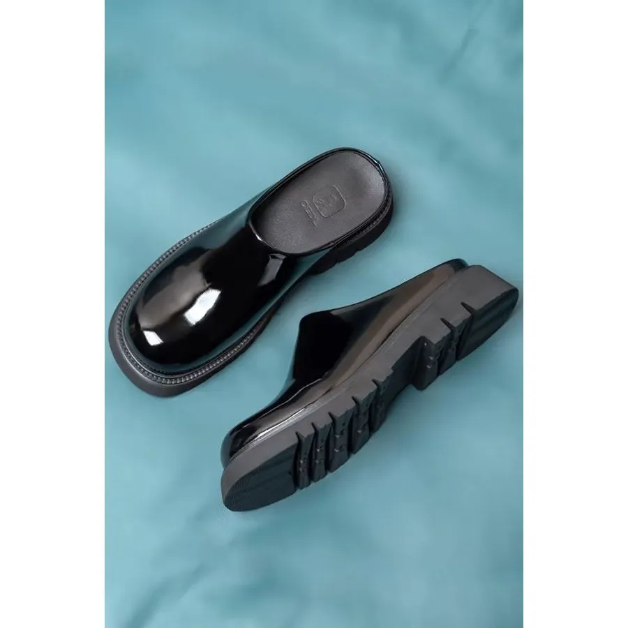 ElegantLux Leather Platform Business Slippers