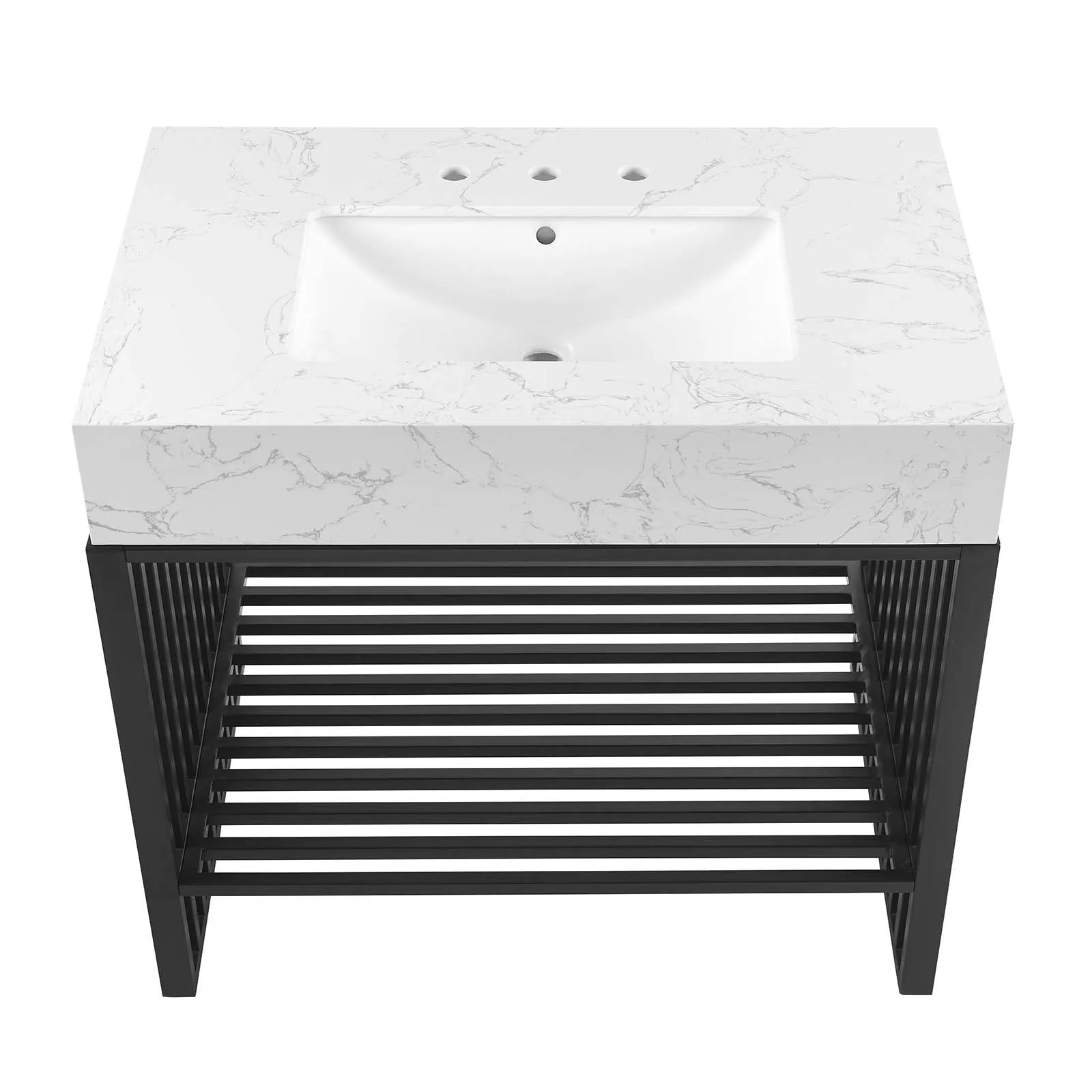 Gridiron 36" Bathroom Vanity White Black EEI-6108-WHI-BLK