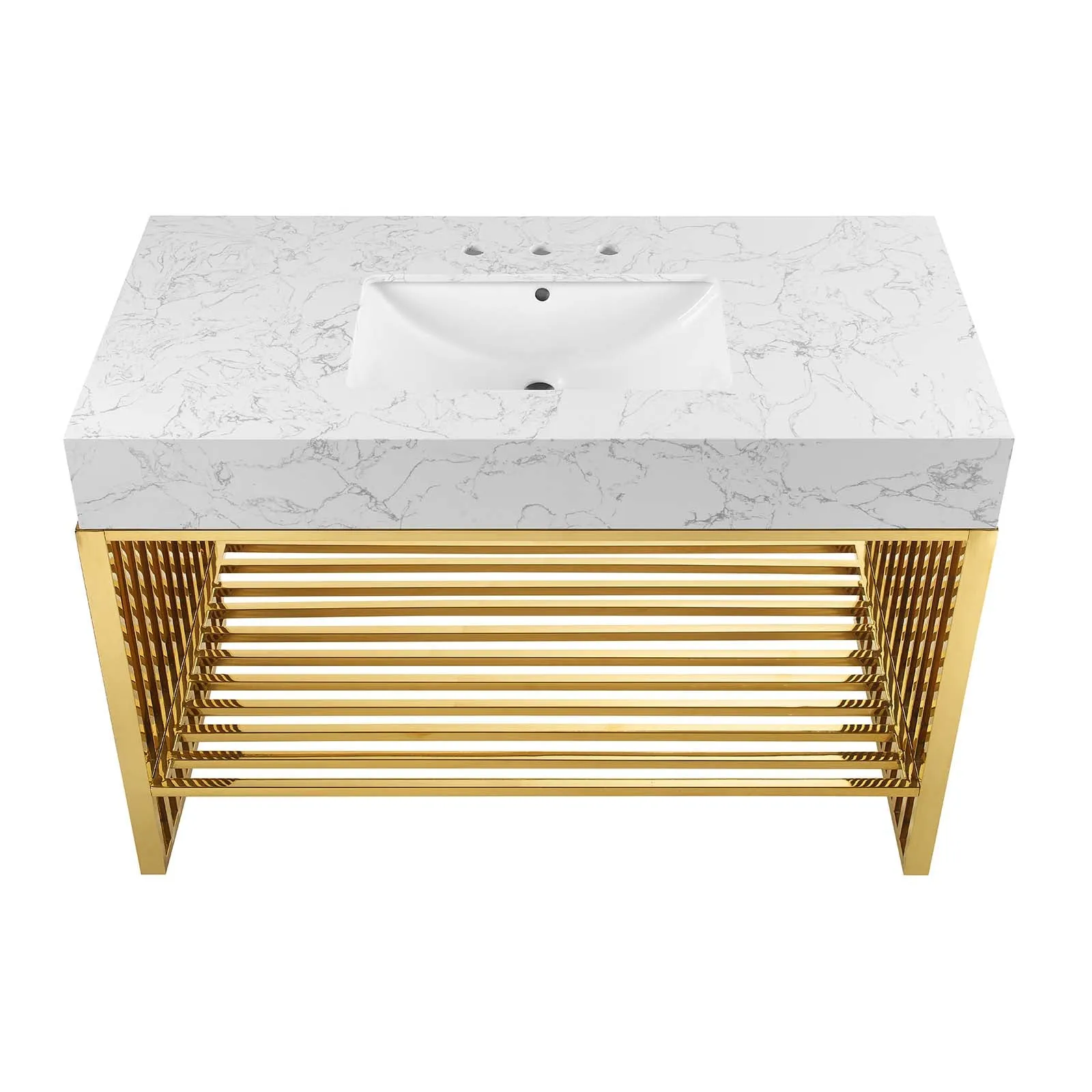 Gridiron Bathroom Vanity White Gold EEI-6109-WHI-GLD