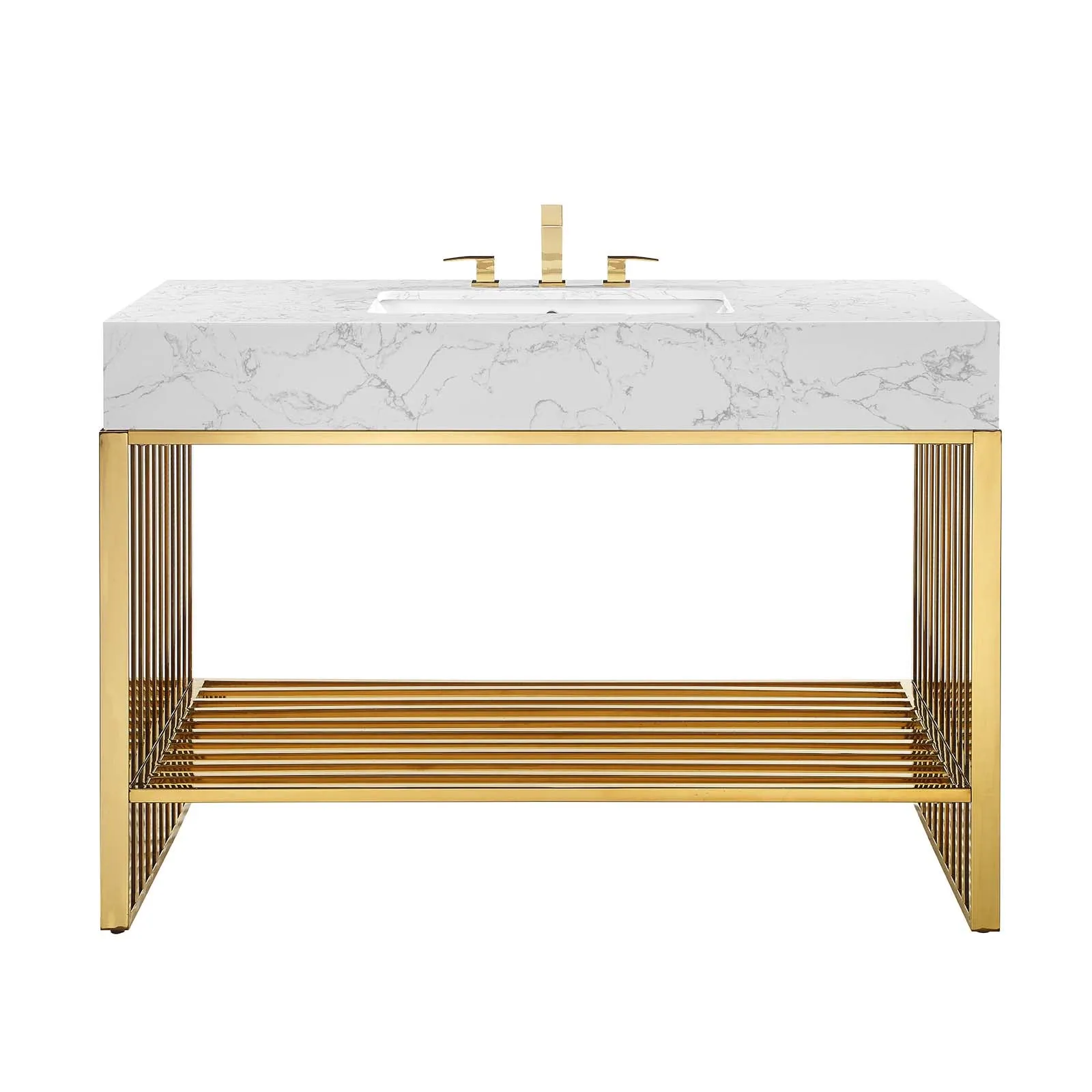 Gridiron Bathroom Vanity White Gold EEI-6109-WHI-GLD