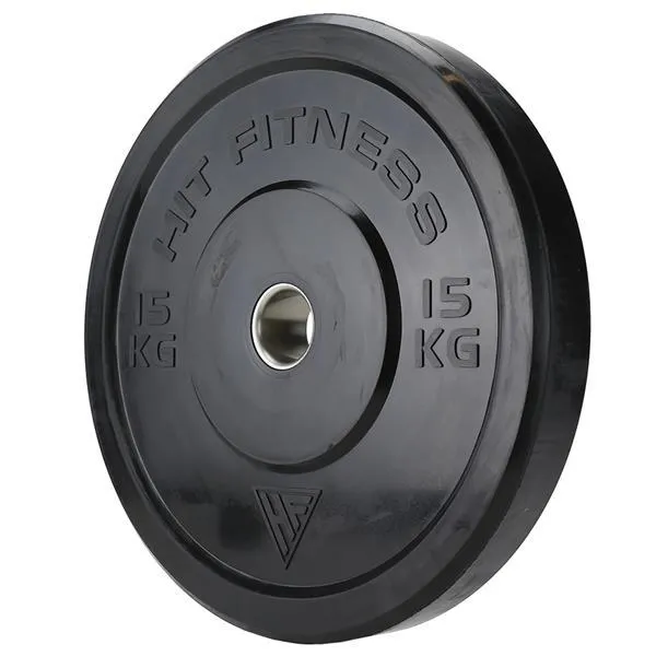 Hit Fitness 120kg Black Bumper Plates Athletic Weight Set