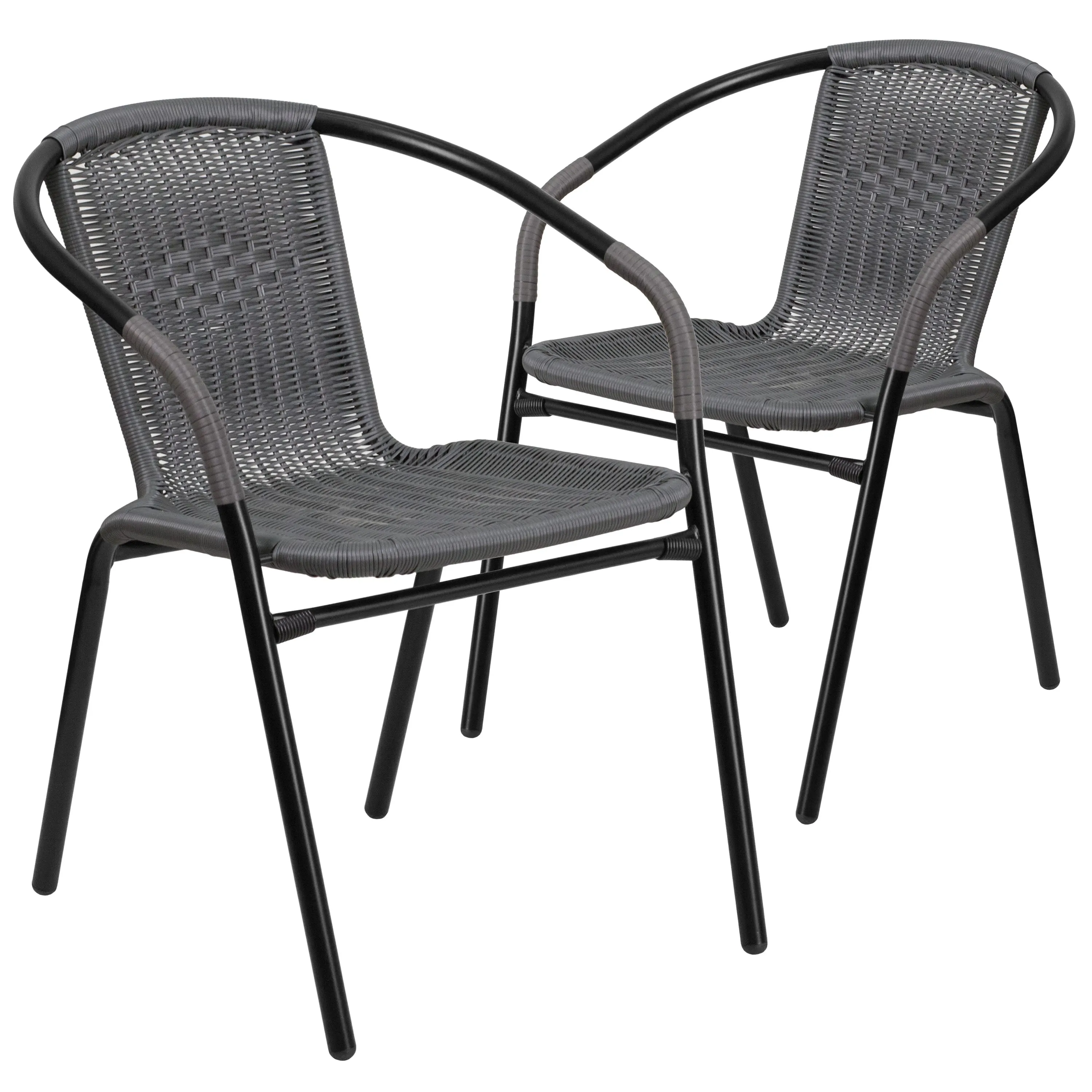 Lila 2 Pack Rattan Indoor-Outdoor Restaurant Stack Chair