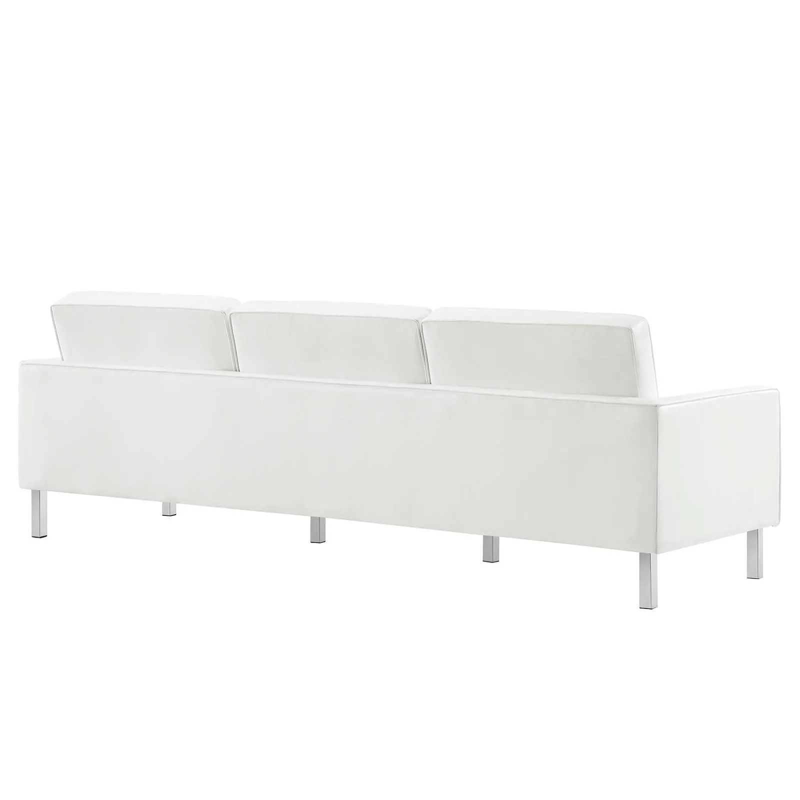 Loft Tufted Vegan Leather Sofa Silver White EEI-3385-SLV-WHI