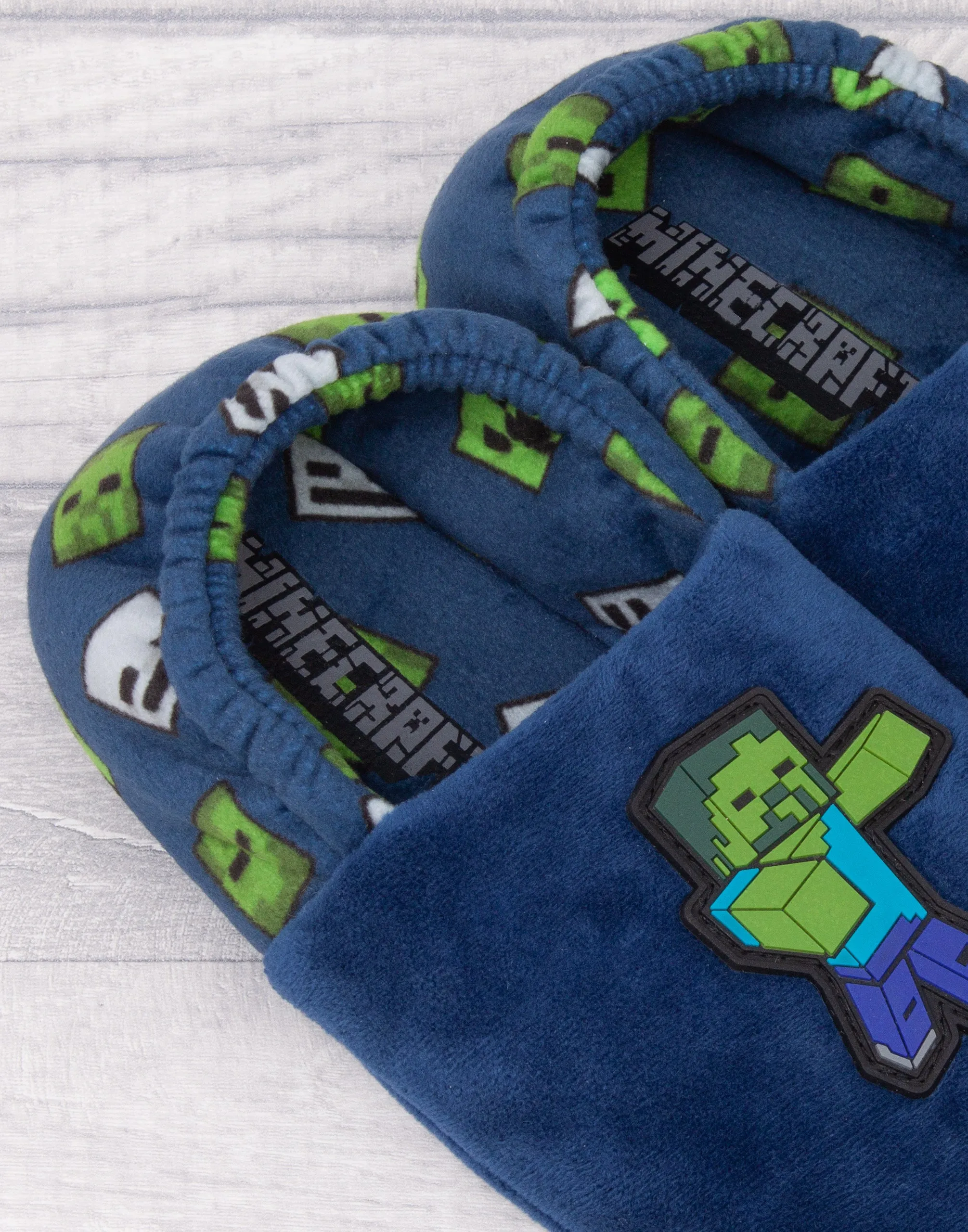 Minecraft Slippers For Boys Zombie vs  Creeper - Blue