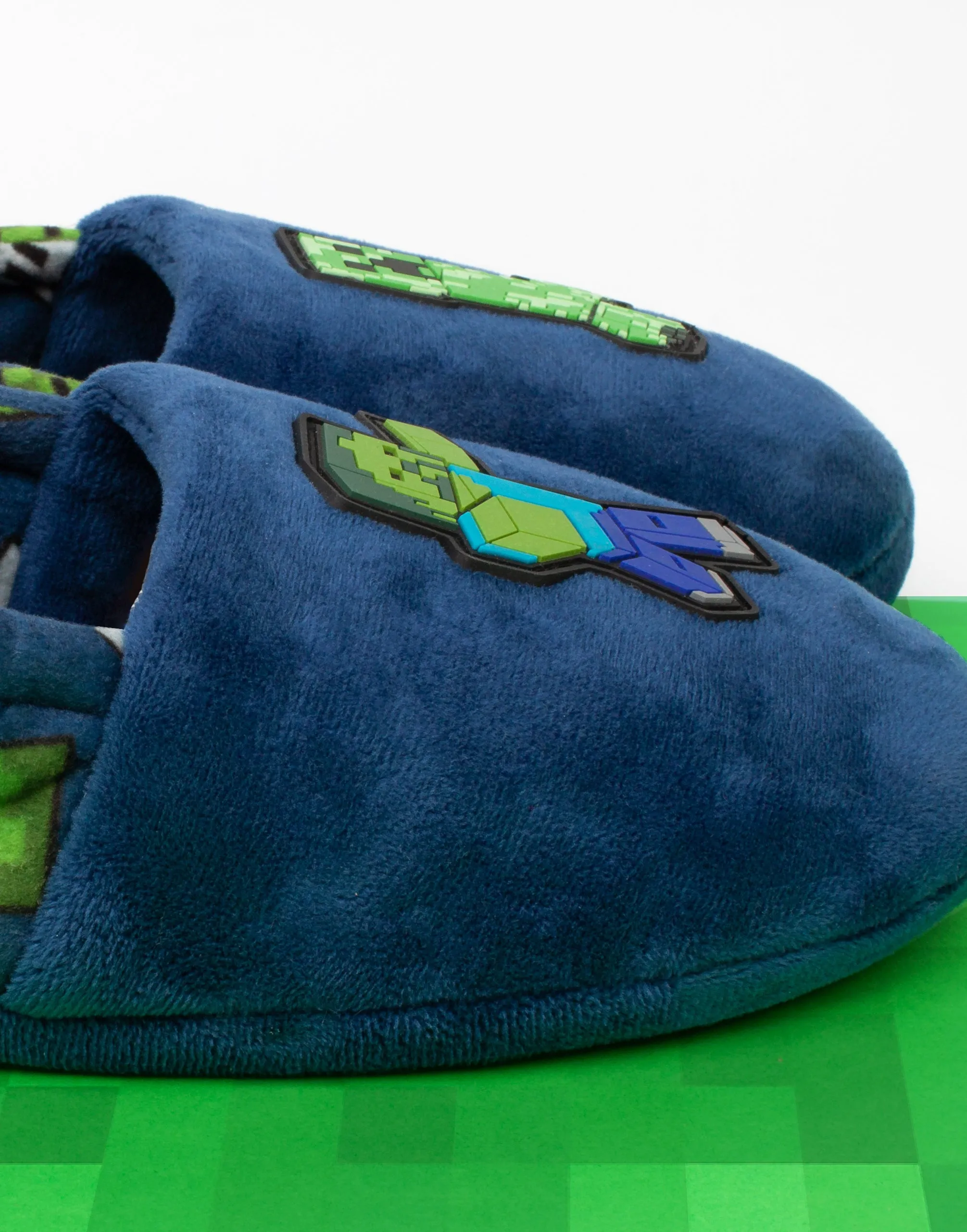 Minecraft Slippers For Boys Zombie vs  Creeper - Blue