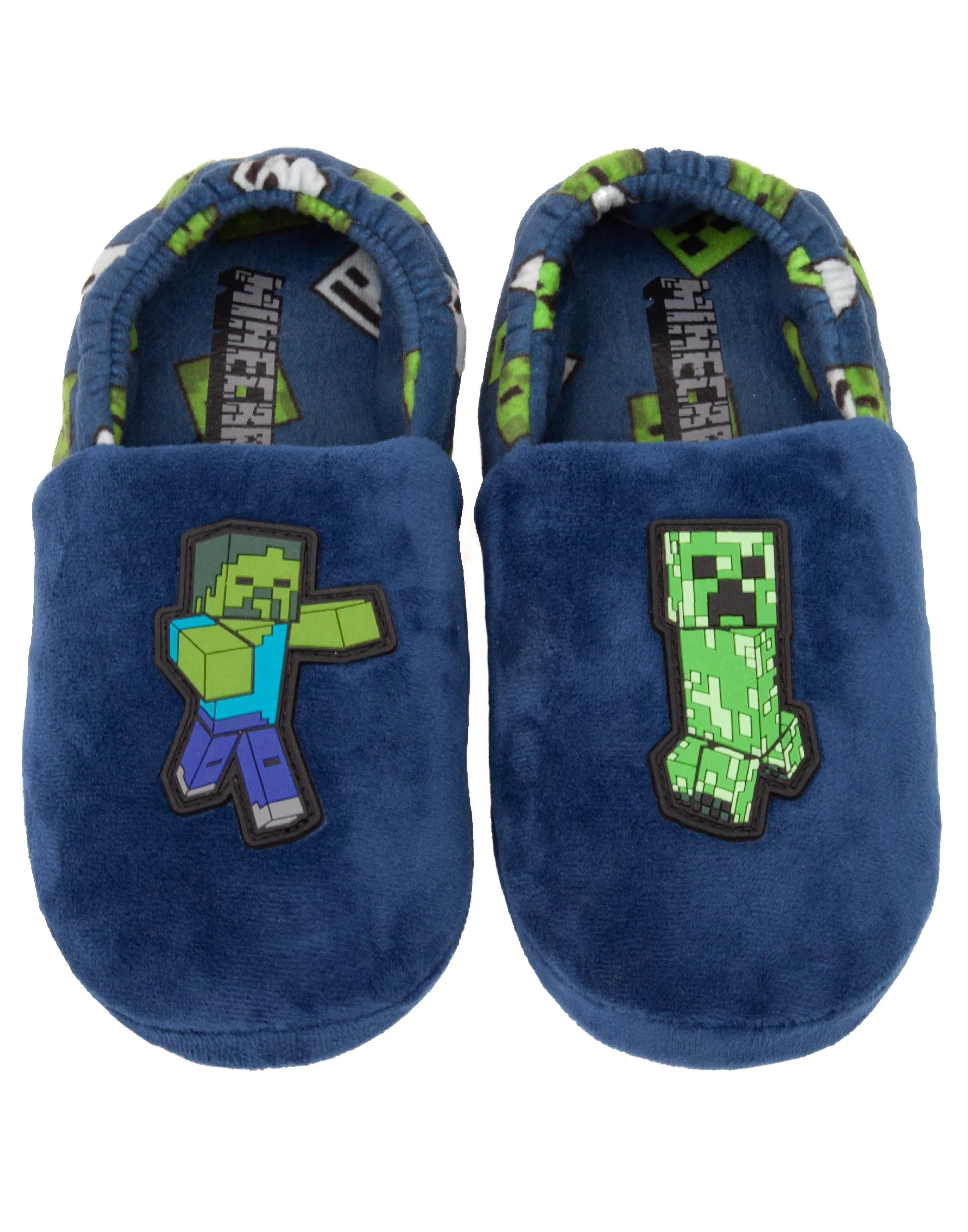 Minecraft Slippers For Boys Zombie vs  Creeper - Blue