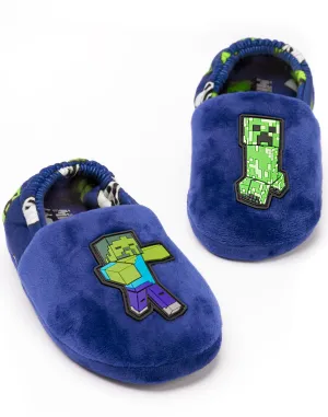 Minecraft Slippers For Boys Zombie vs  Creeper - Blue