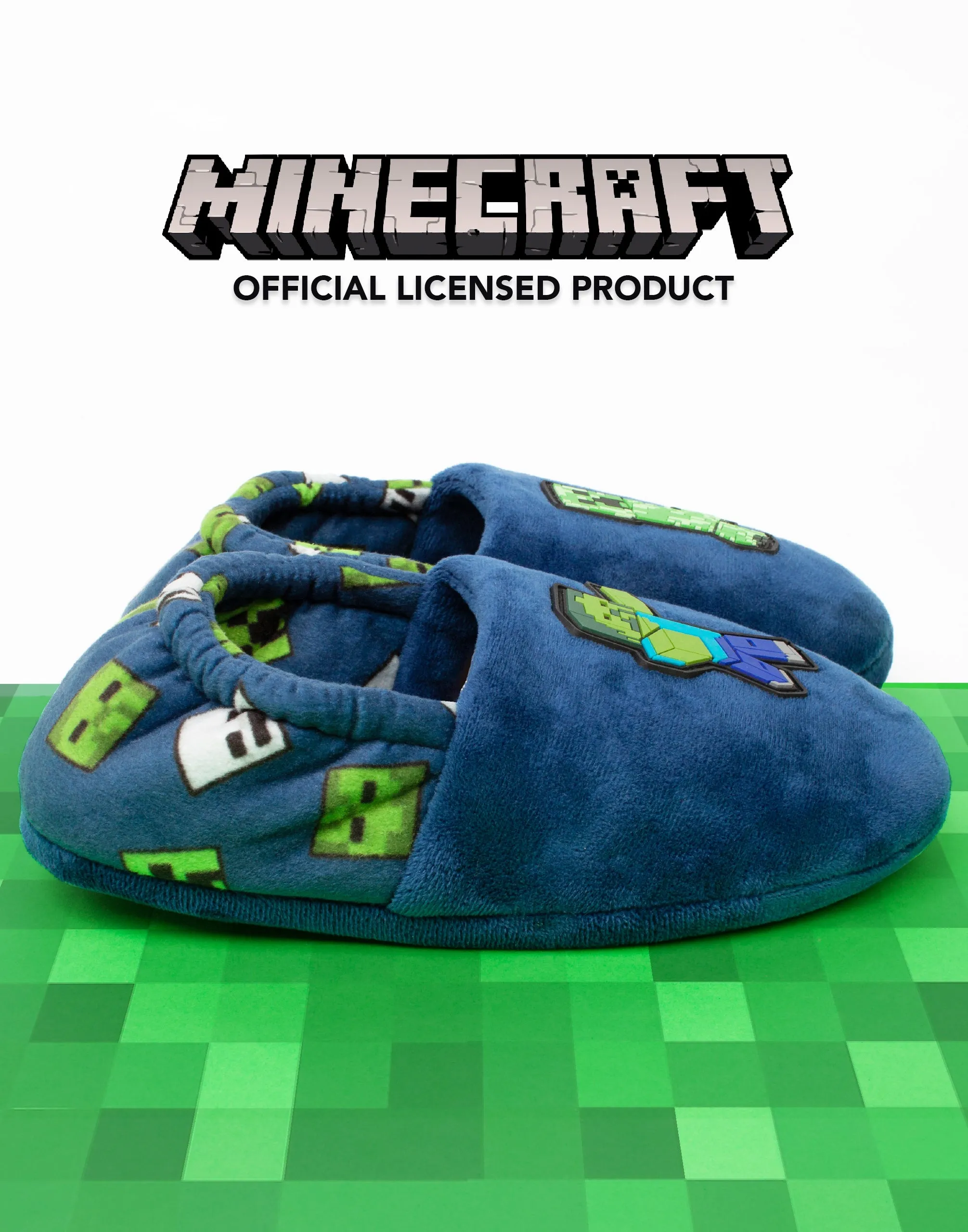 Minecraft Slippers For Boys Zombie vs  Creeper - Blue