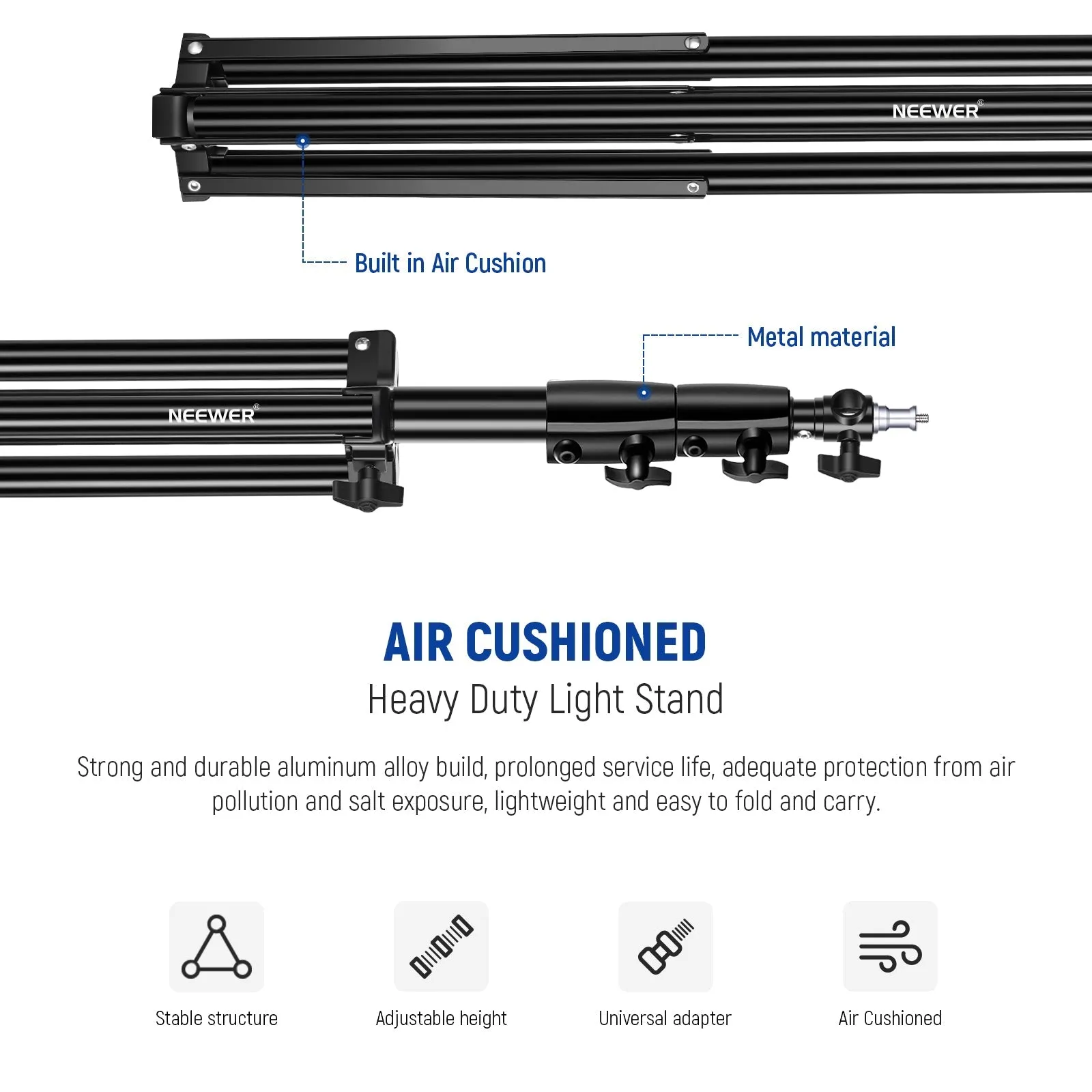 NEEWER ST-280AC 9.2ft/2.8m Air Cushioned Light Stand