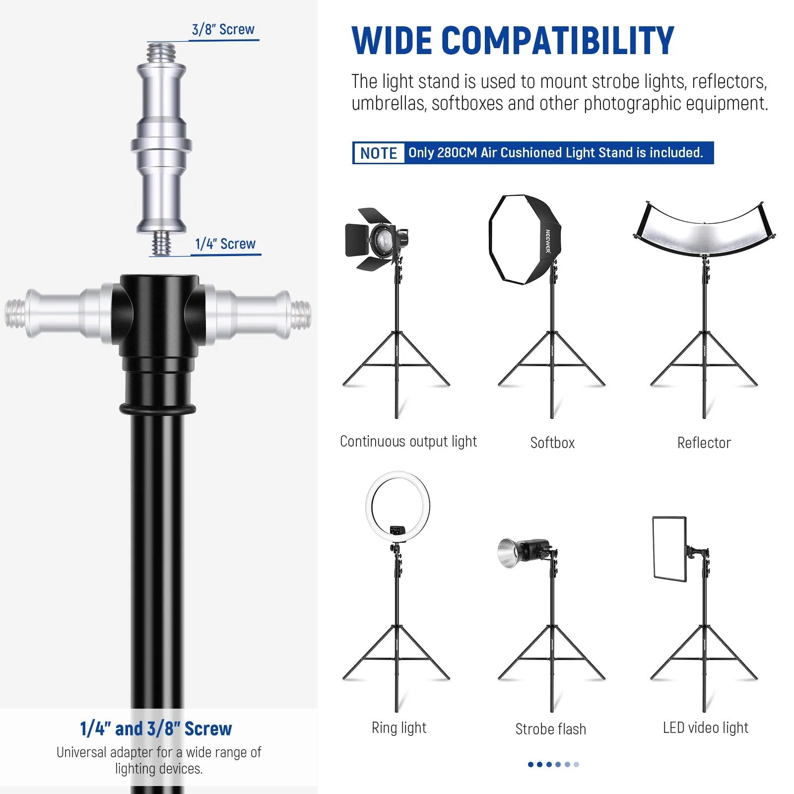 NEEWER ST-280AC 9.2ft/2.8m Air Cushioned Light Stand