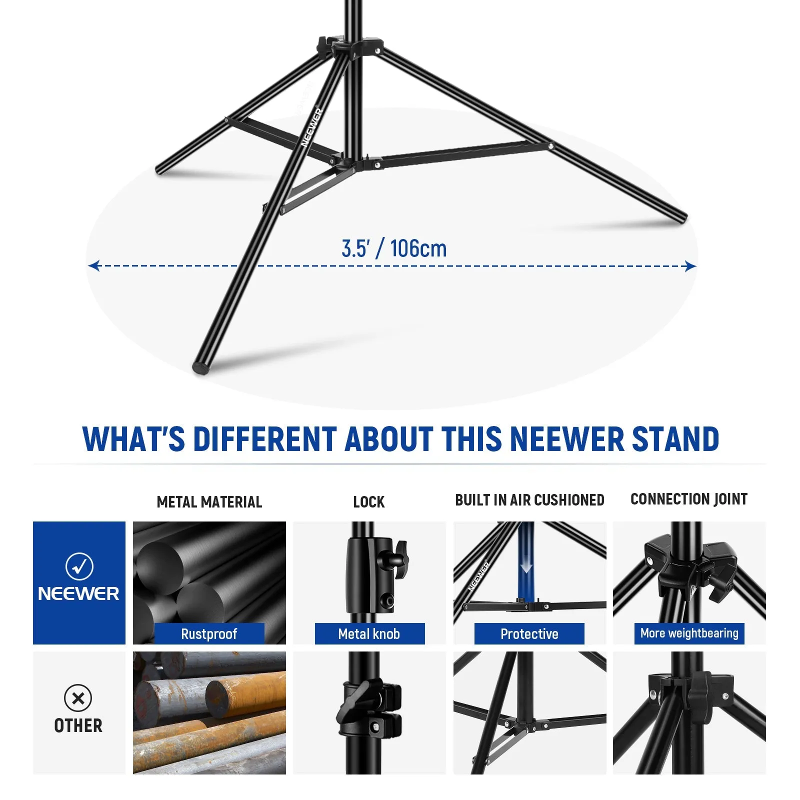 NEEWER ST-280AC 9.2ft/2.8m Air Cushioned Light Stand