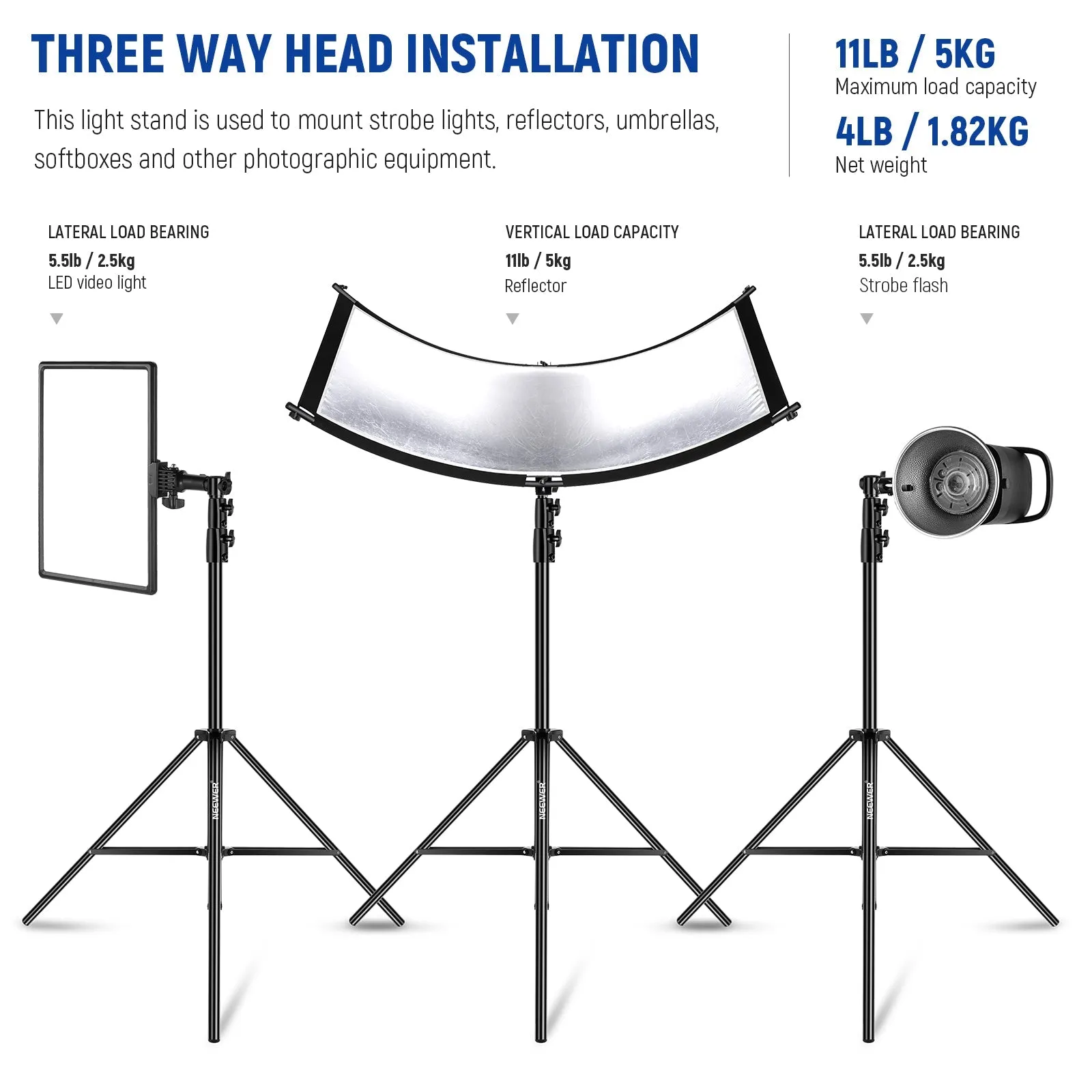 NEEWER ST-280AC 9.2ft/2.8m Air Cushioned Light Stand