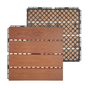 Plantex Merbau Wood Interlocking Deck Tiles for Garden/Terrace/Patio/Outdoor and Indoor Flooring - Waterproof Flooring Tiles – Pack of 12 (Wood - 12x12 Inch)