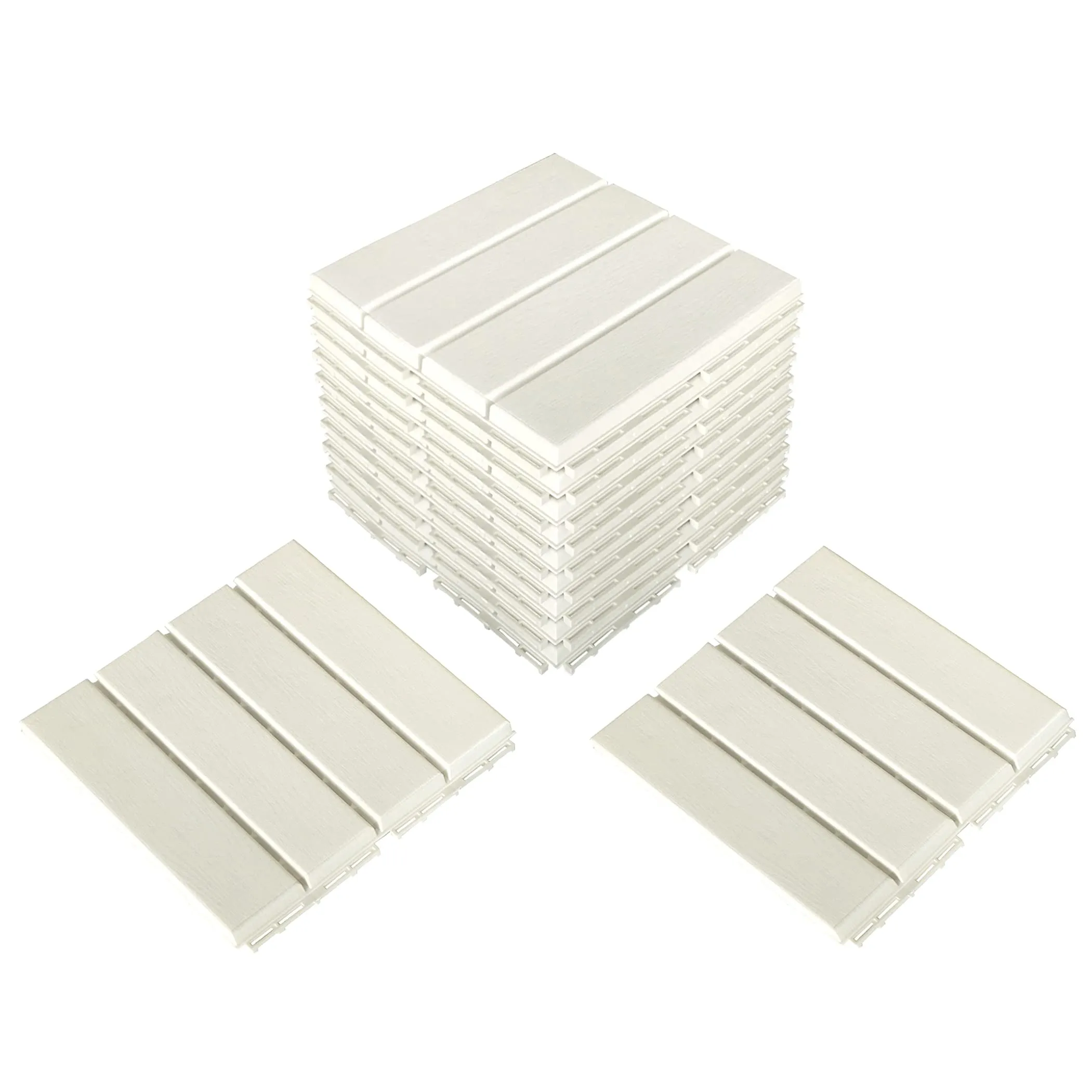 Plantex Tiles for Floor-Interlocking Heavy Plastic Tiles/Garden Tile/Quick Flooring Solution for Indoor/Outdoor Deck Tile-Pack of 10 (Off - White)