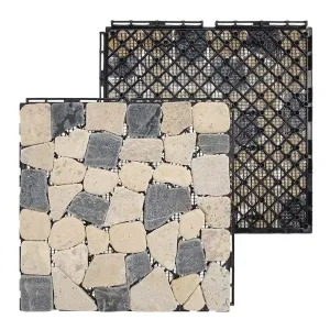 Plantex Tiles for Floor-Interlocking Pabble Stone Tiles/Garden Tile/Quick Flooring Solution for Indoor/Outdoor Deck Tile-Pack of 1 (Mix Stones)