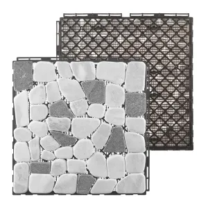 Plantex Tiles for Floor with Interlocking/Pebble Floor Tiles/Garden Tile/Weather & Water Resistant/Quick Flooring Solution for Indoor/Outdoor/Deck Tile (Mix Stones, 1 Piece)